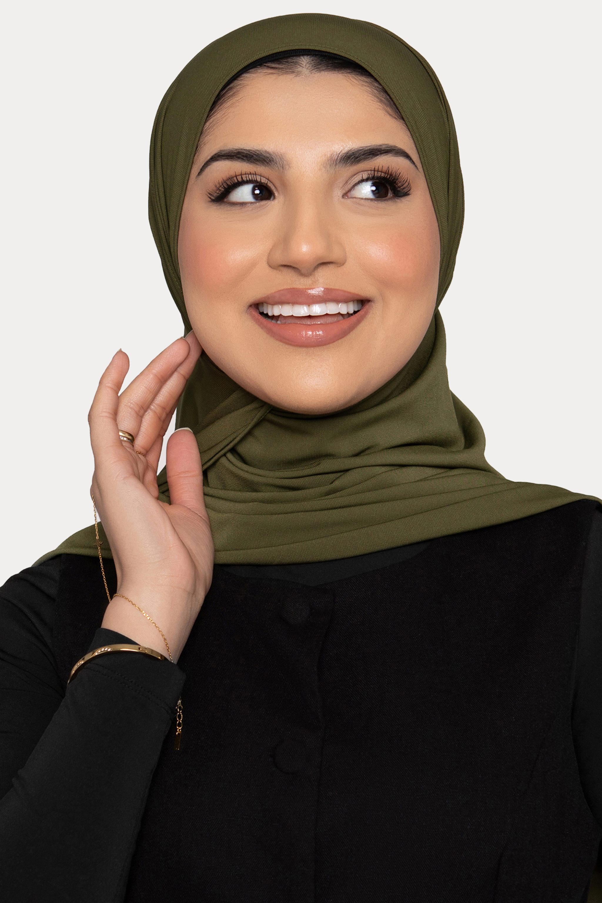 Fluid Jersey Hijab- Olive Grove - Honey Hijabs, - Luxury Haute Hijabs, Honey Hijabs - Honey Hijabs