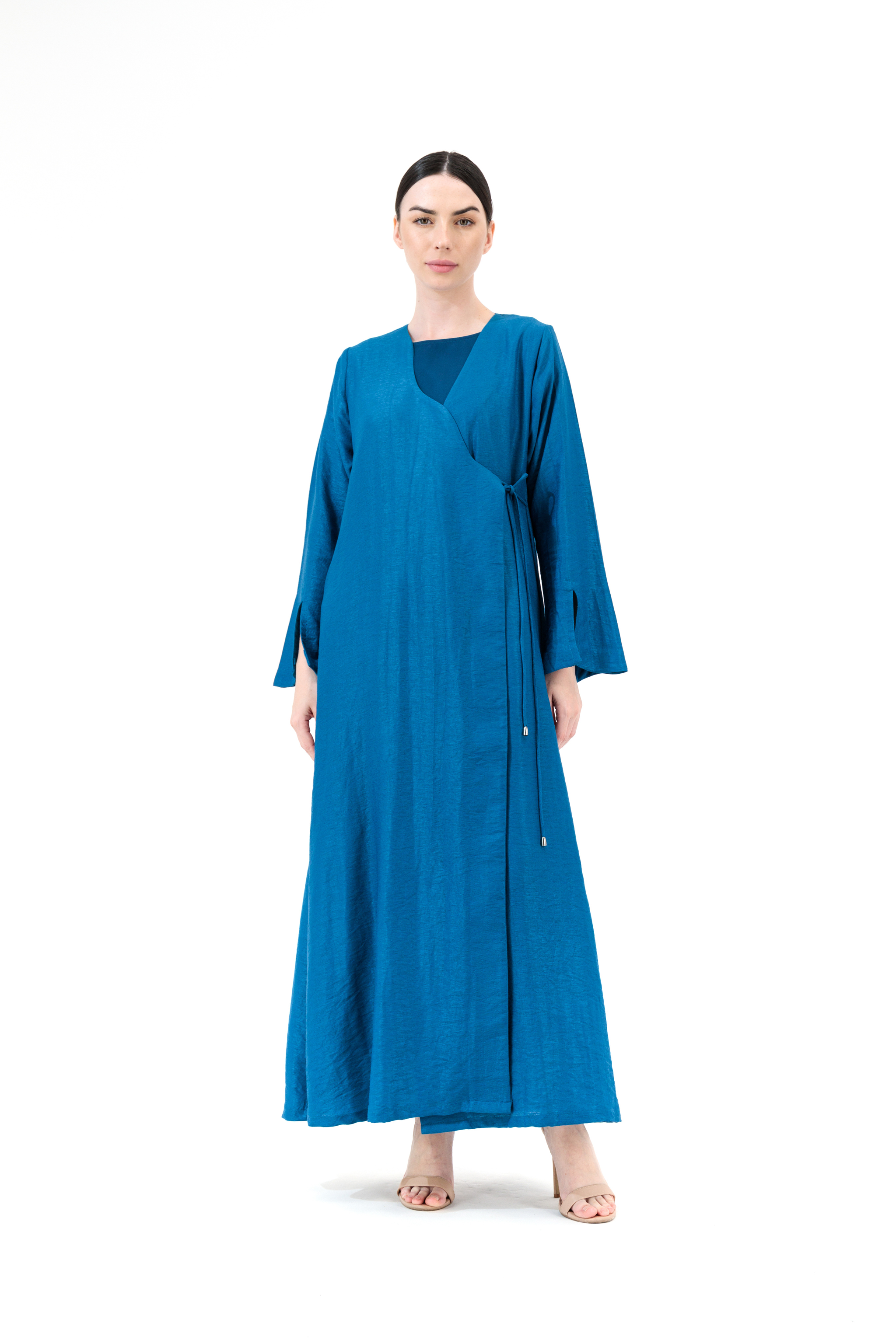 Amira Wrap Abaya & Hijab Set - Ocean Blue