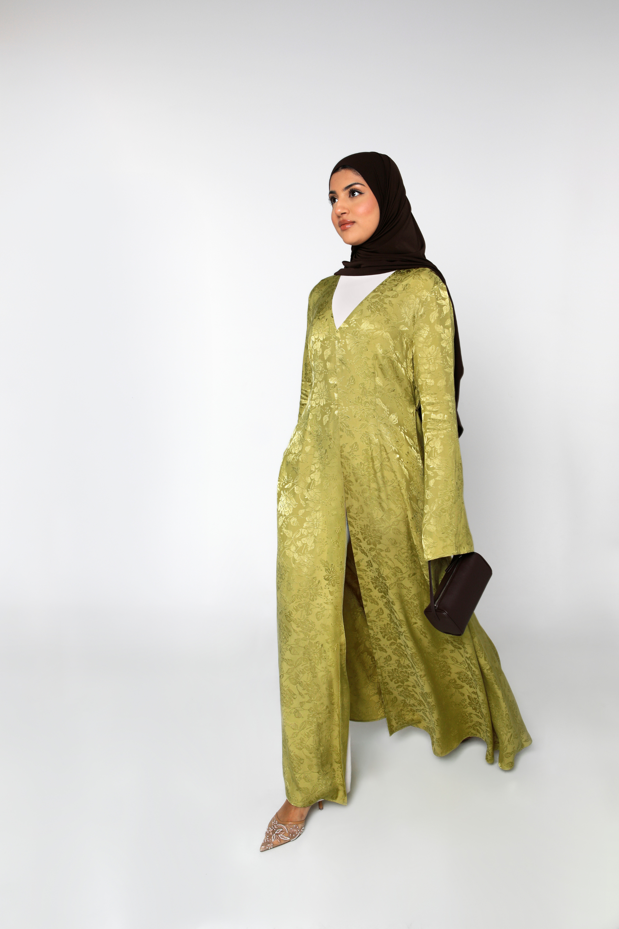 Zahra Open Abaya - Olive Bloom - Honey Hijabs, - Luxury Haute Hijabs, Honey Hijabs - Honey Hijabs