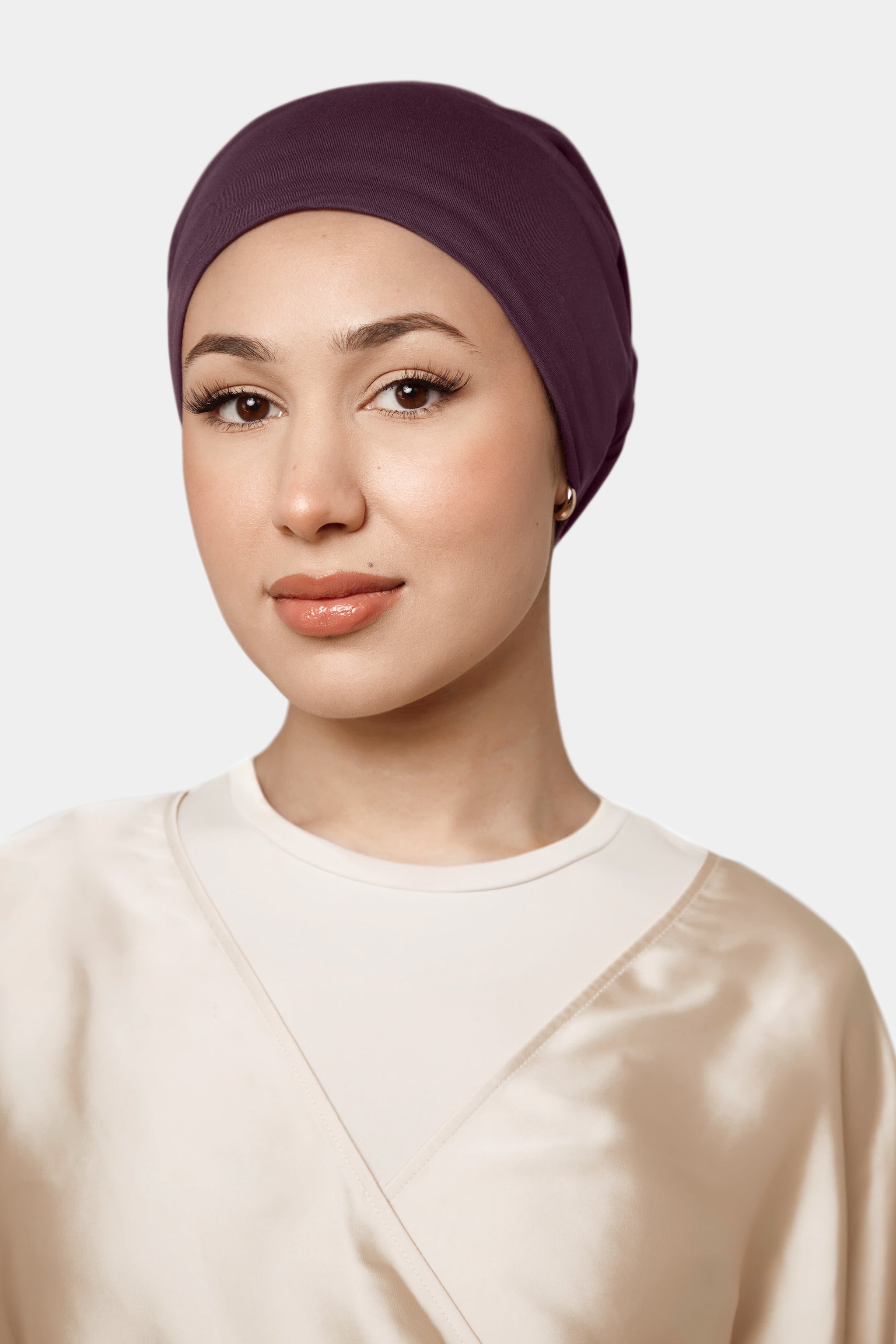 Silk-Lined Non-Slip Underscarf - Mulberry