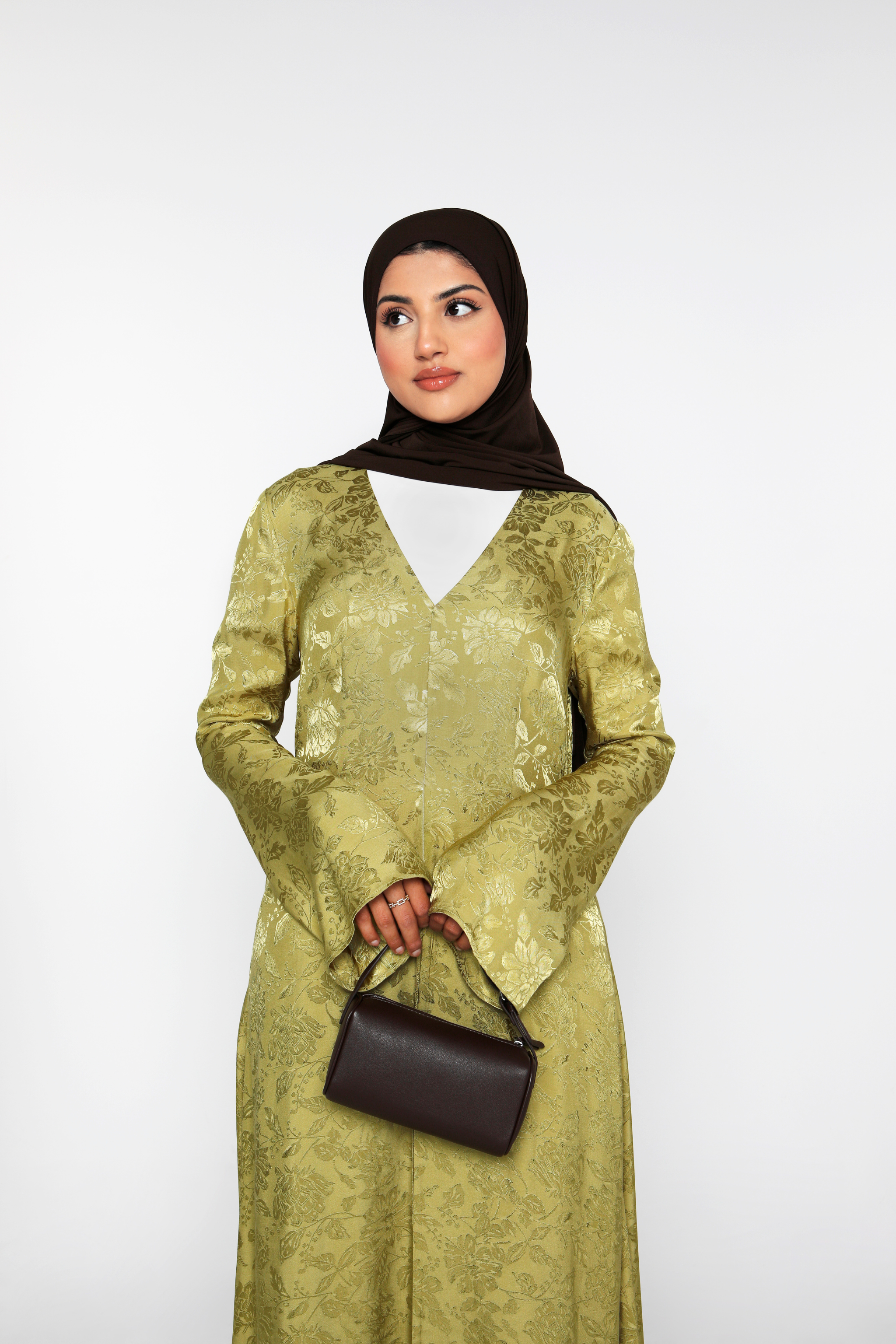 Zahra Open Abaya - Olive Bloom - Honey Hijabs, - Luxury Haute Hijabs, Honey Hijabs - Honey Hijabs