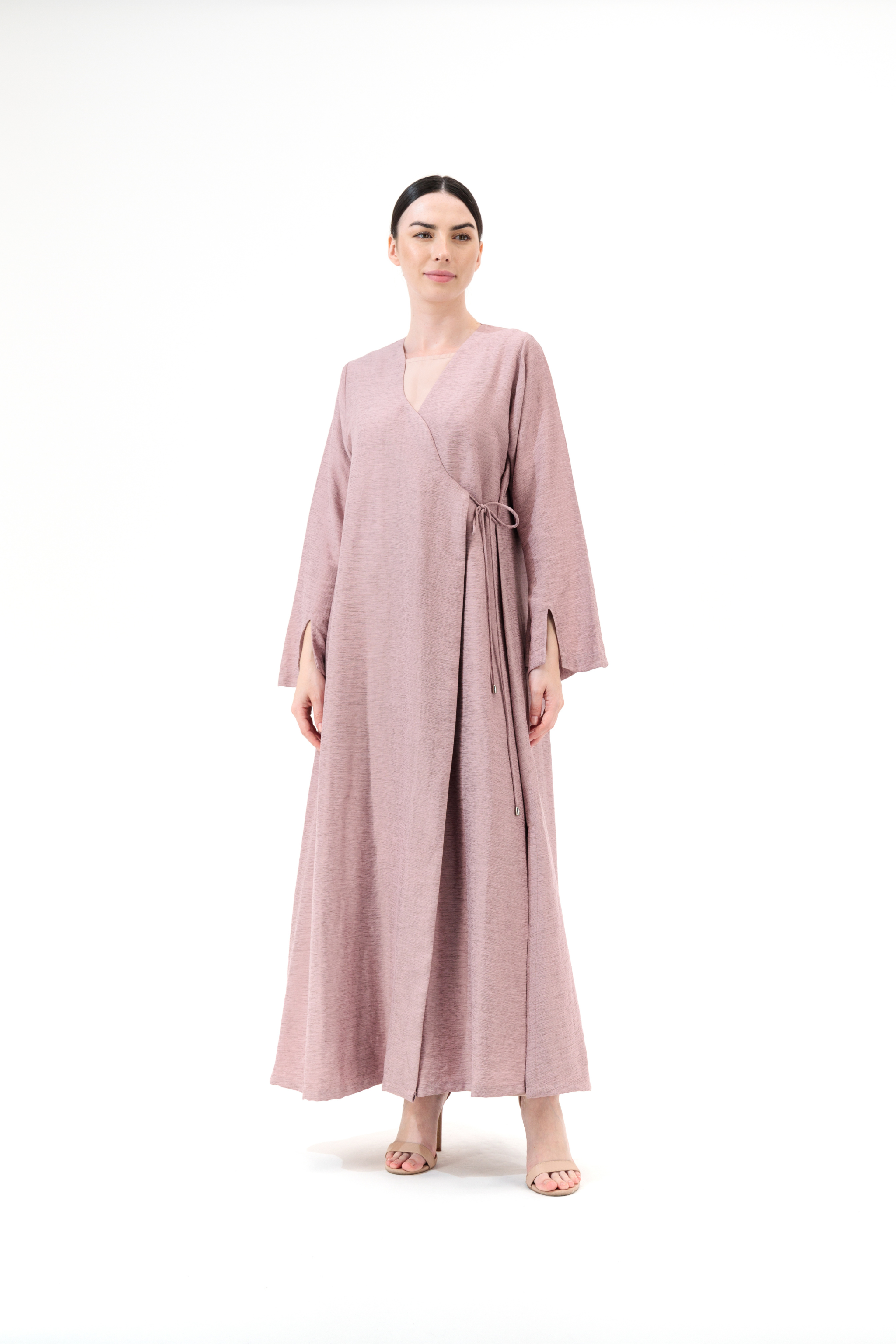 Amira Wrap Abaya & Hijab Set - Desert Rose