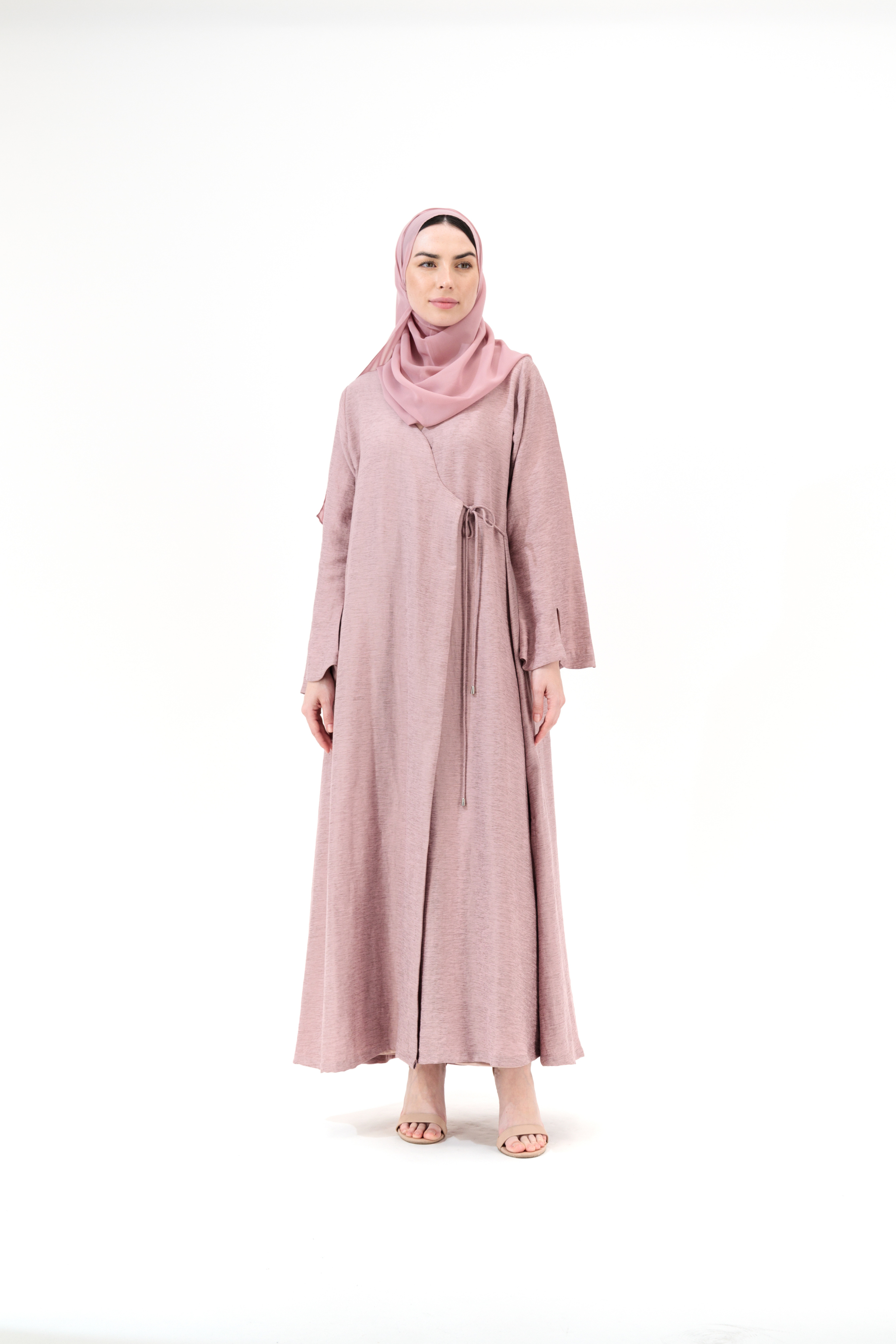Amira Wrap Abaya & Hijab Set - Desert Rose