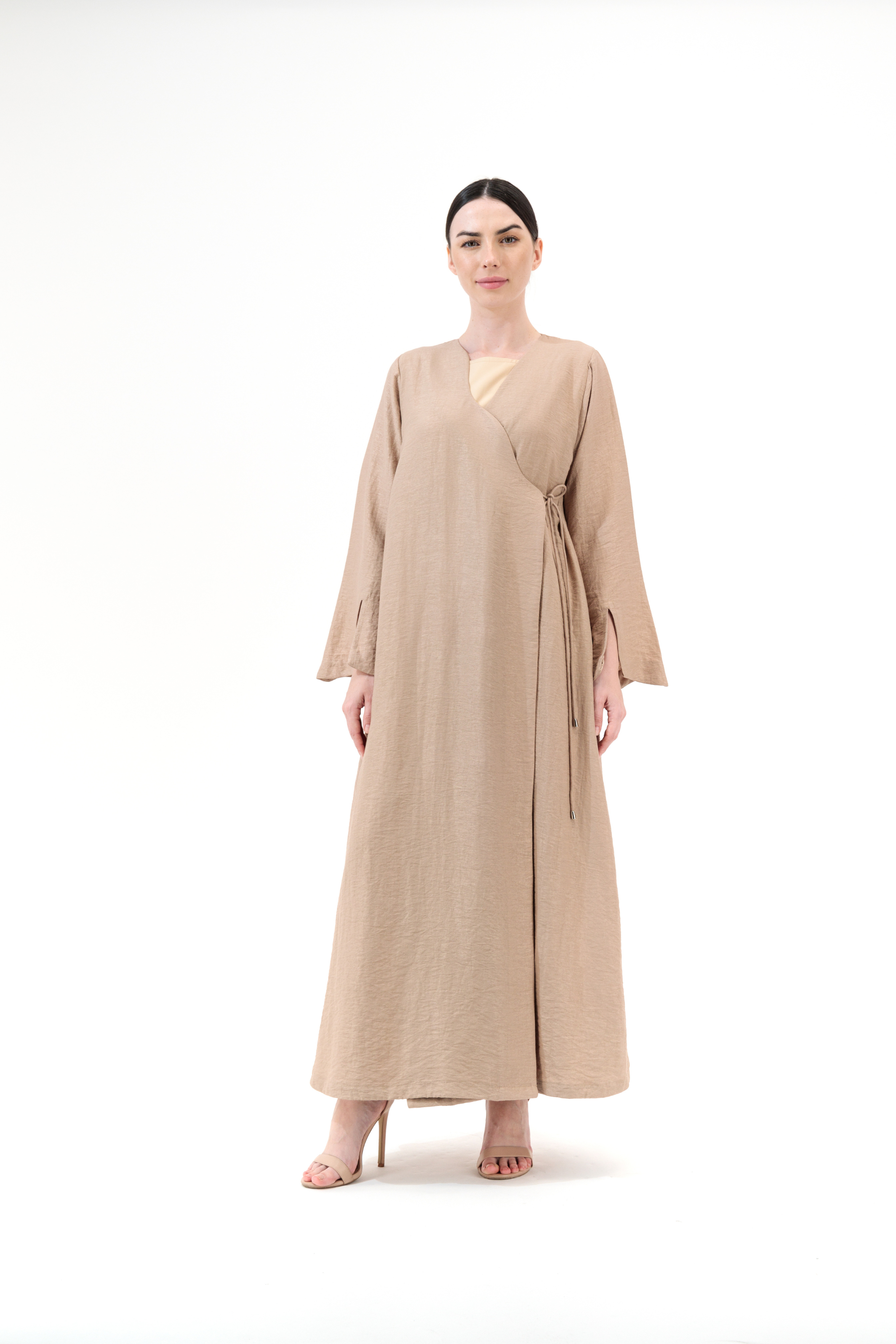 Amira Wrap Abaya & Hijab Set - Sand Dune