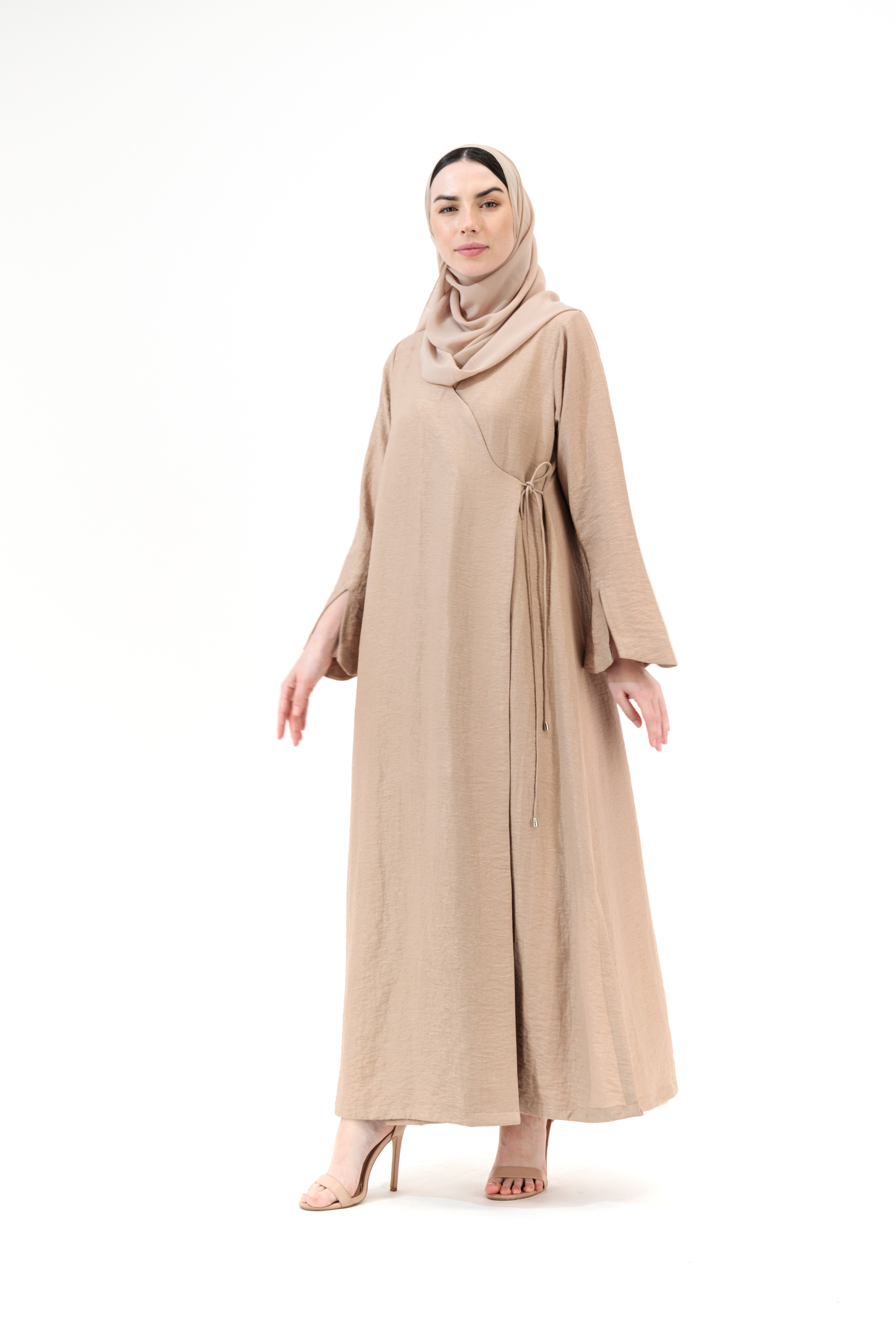 Amira Wrap Abaya & Hijab Set - Sand Dune