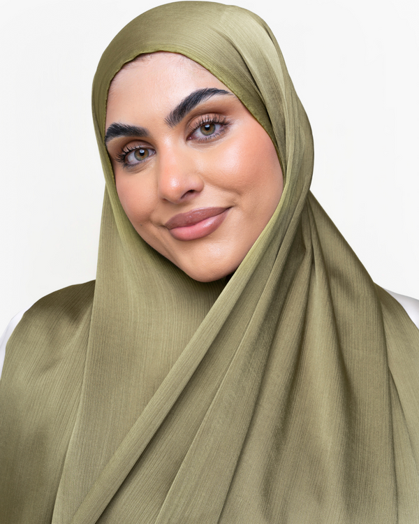 Luxury Chiffon Hijab-Olive Green