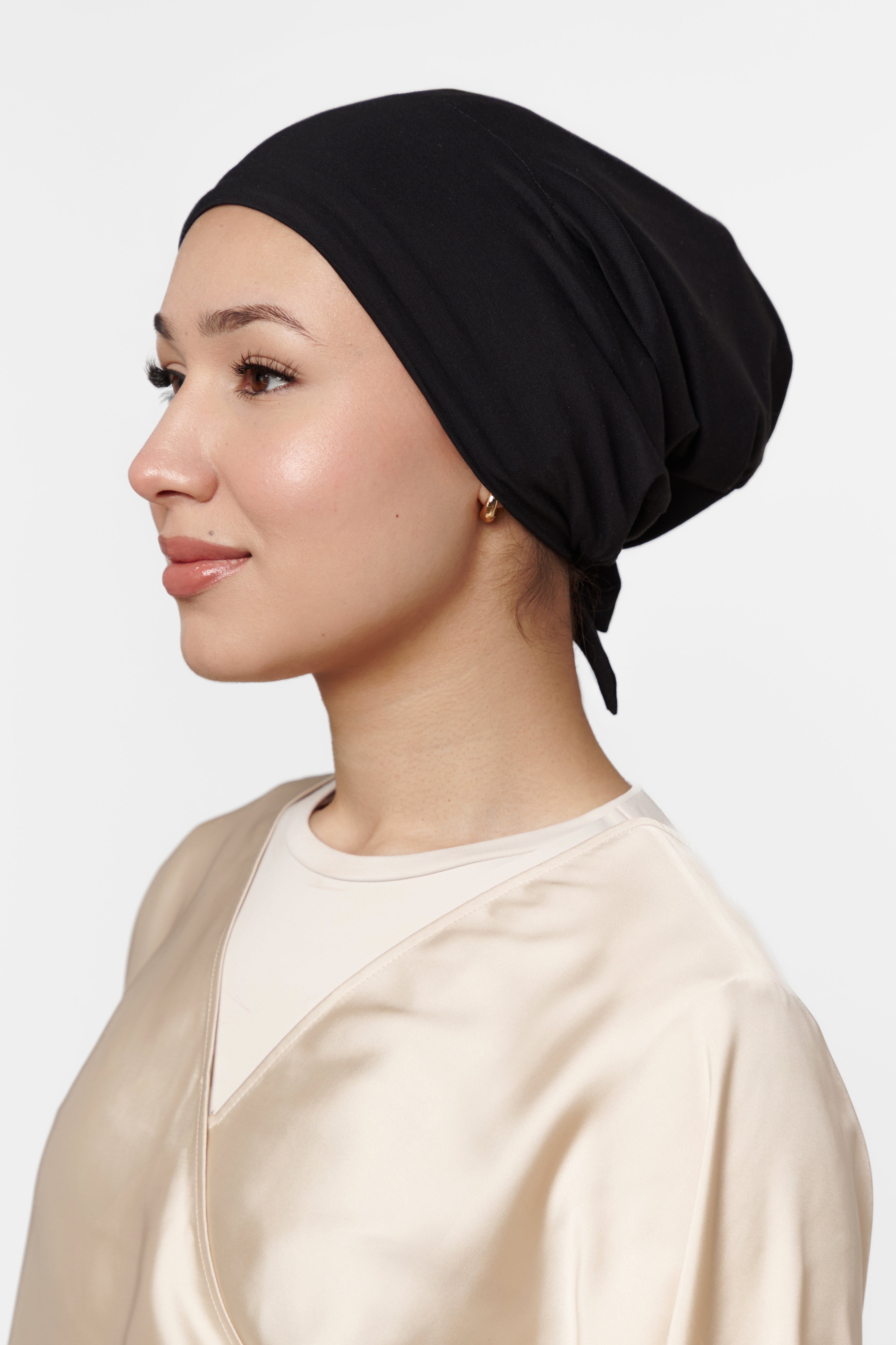 Silk-Lined Non-Slip Underscarf - Licorice
