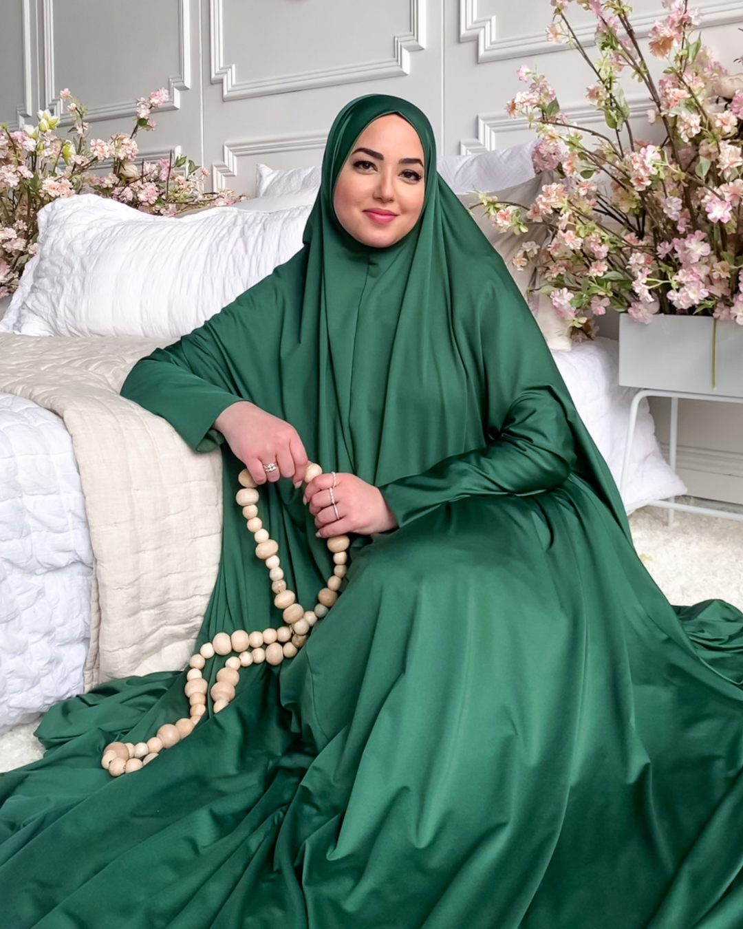 Full Coverage Prayer Hijab - Emerald