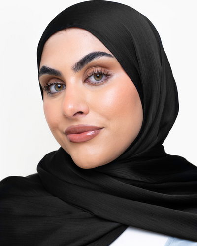 Textured Satin Hijab - Ebony