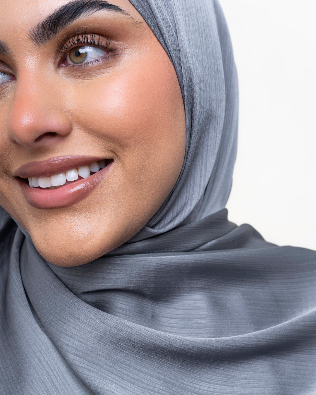 Textured Satin Hijab - Steel Blue