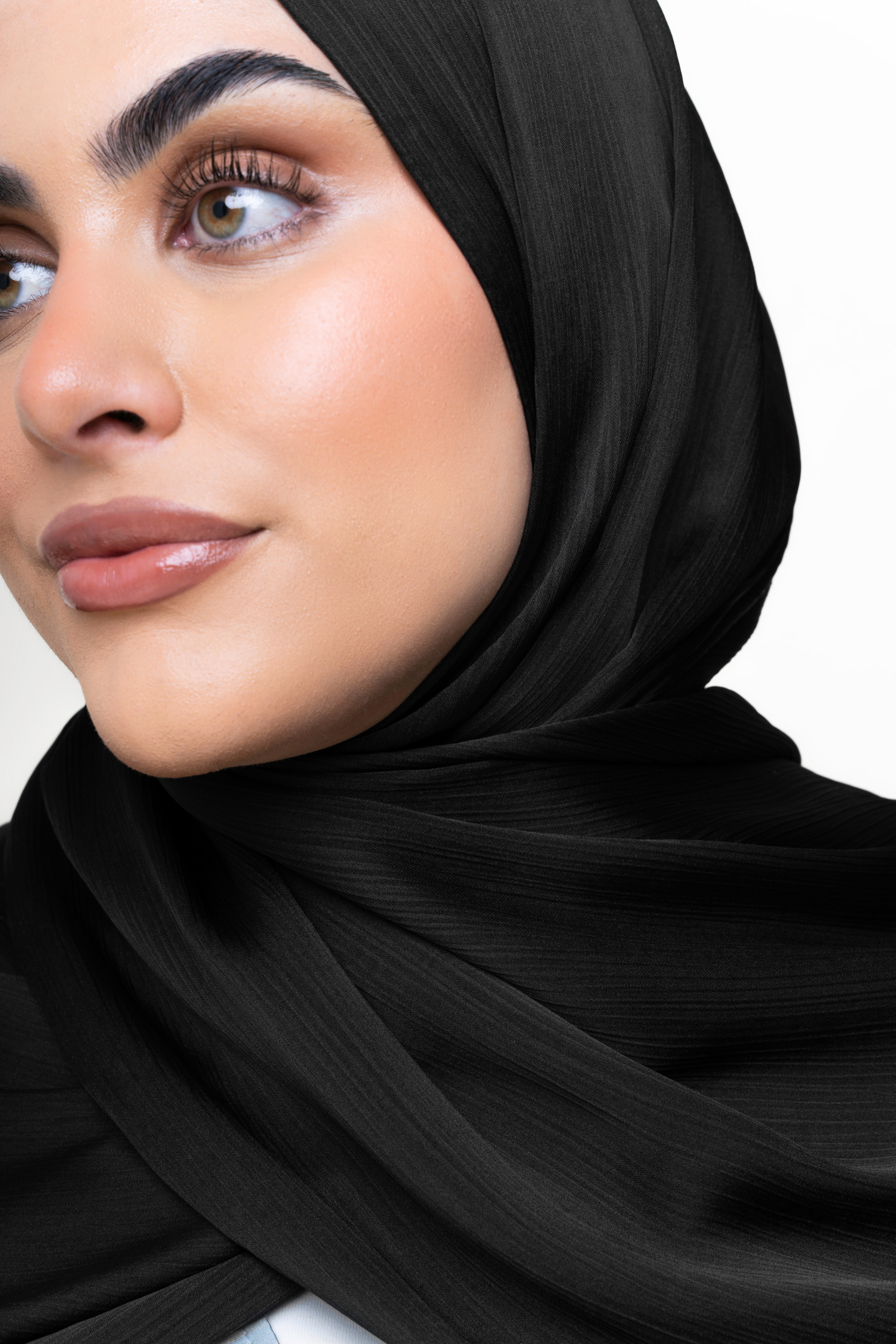 Textured Satin Hijab - Ebony