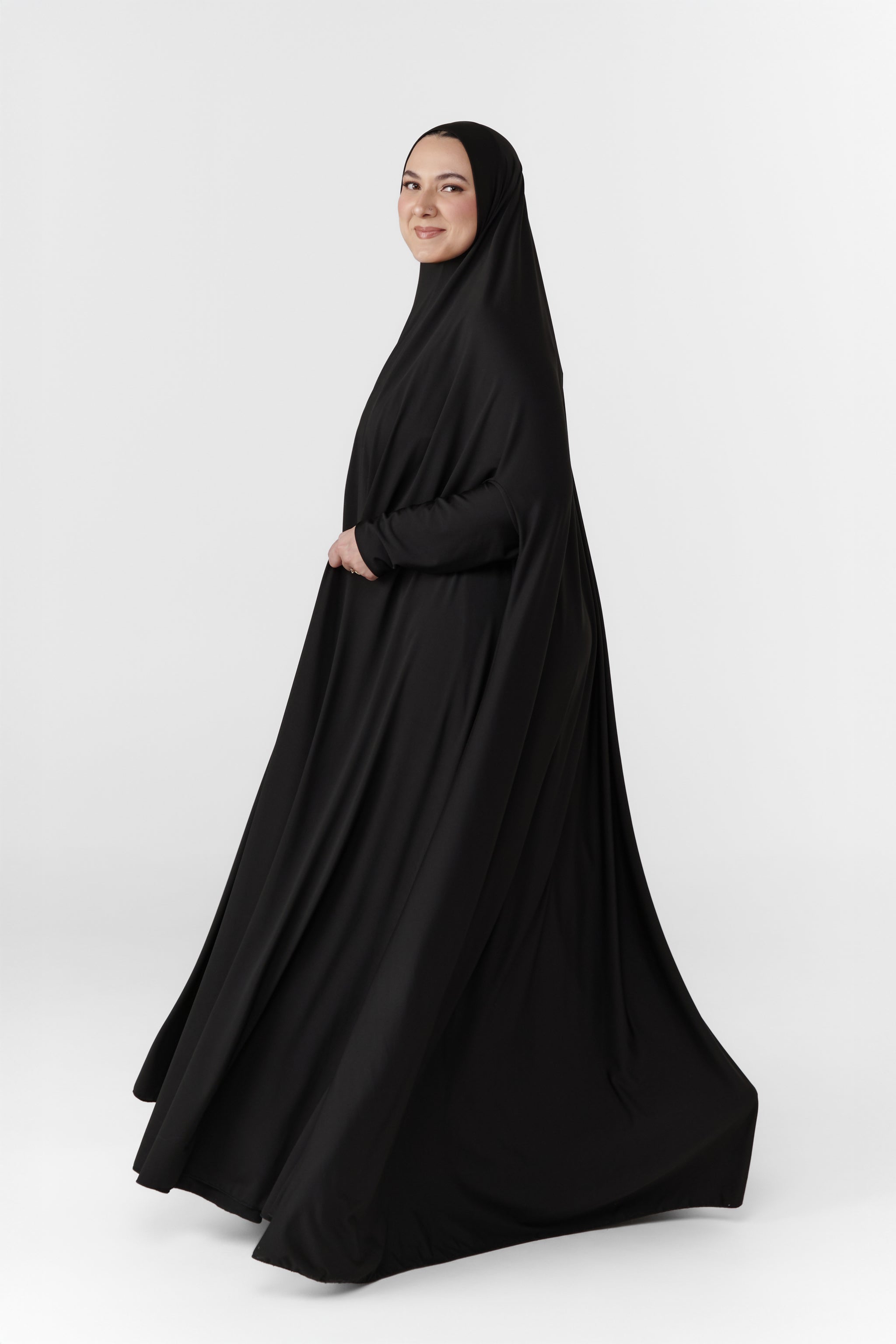 Full Coverage Prayer Hijab - Black