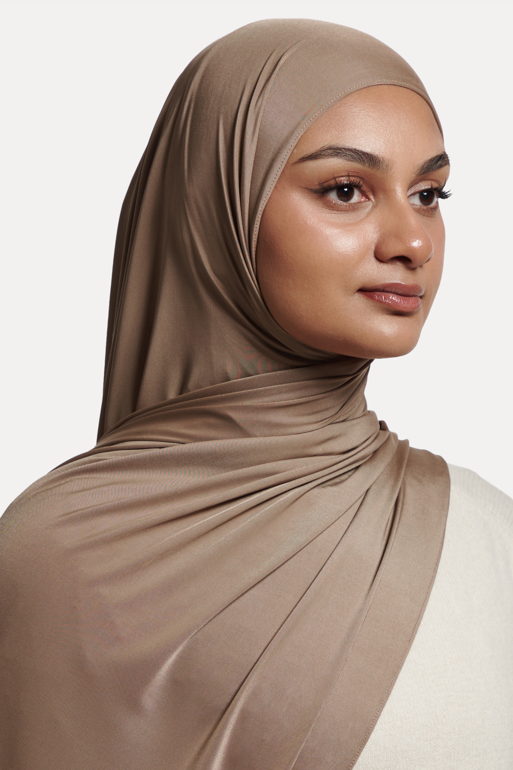 Glossy Jersey Hijab- Biscotti