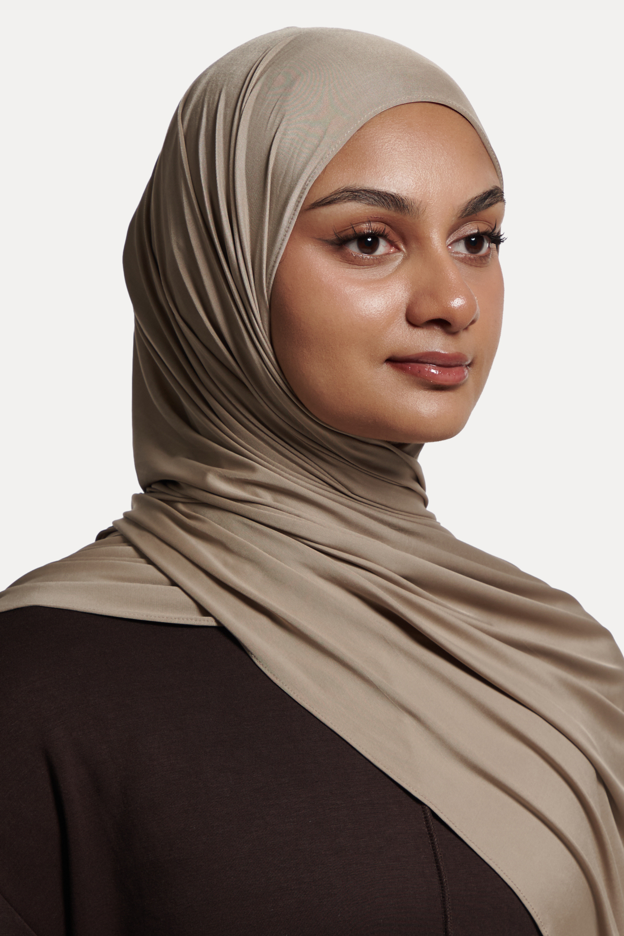 Glossy Jersey Hijab- Oat Milk