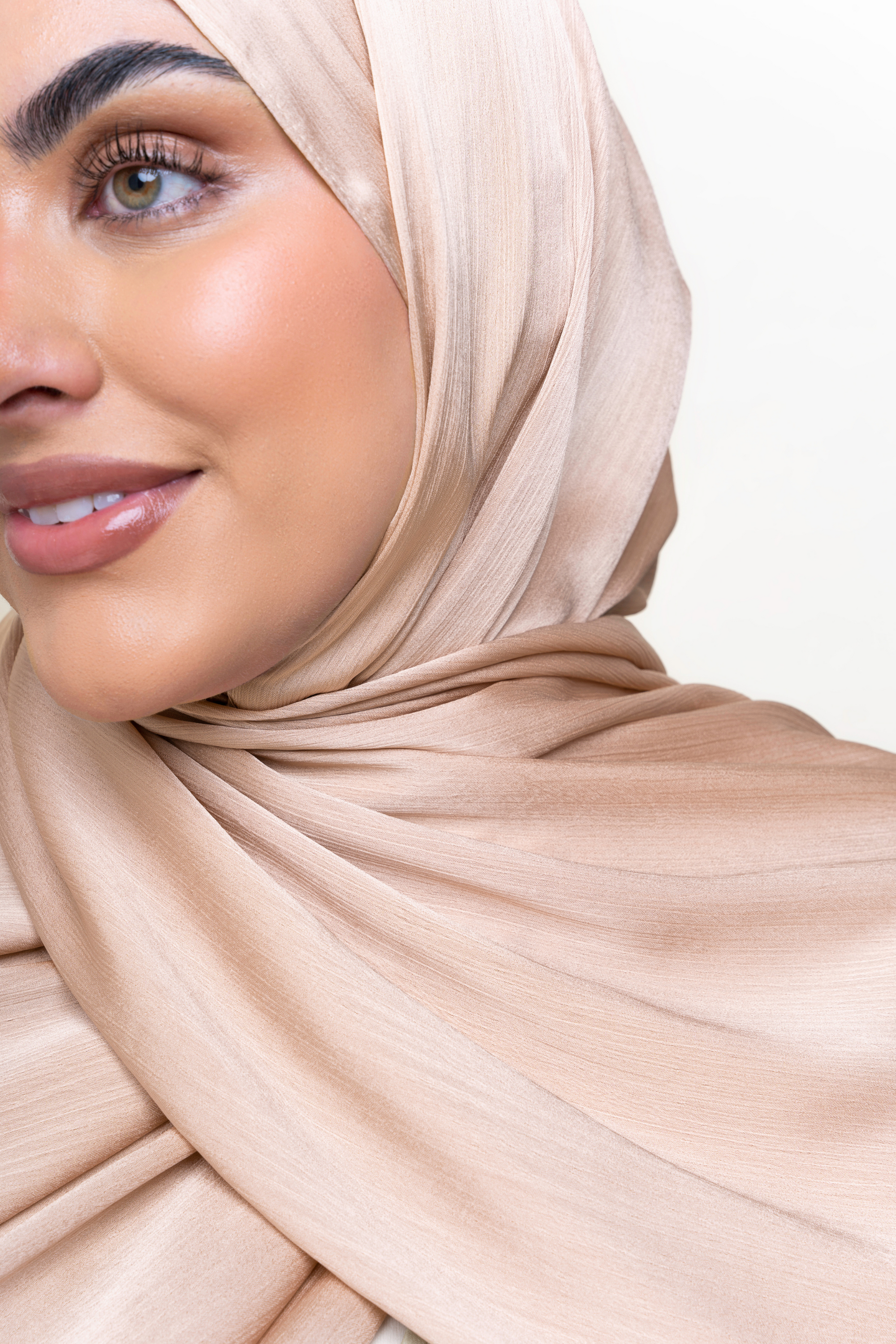 Textured Satin Hijab - Vanilla