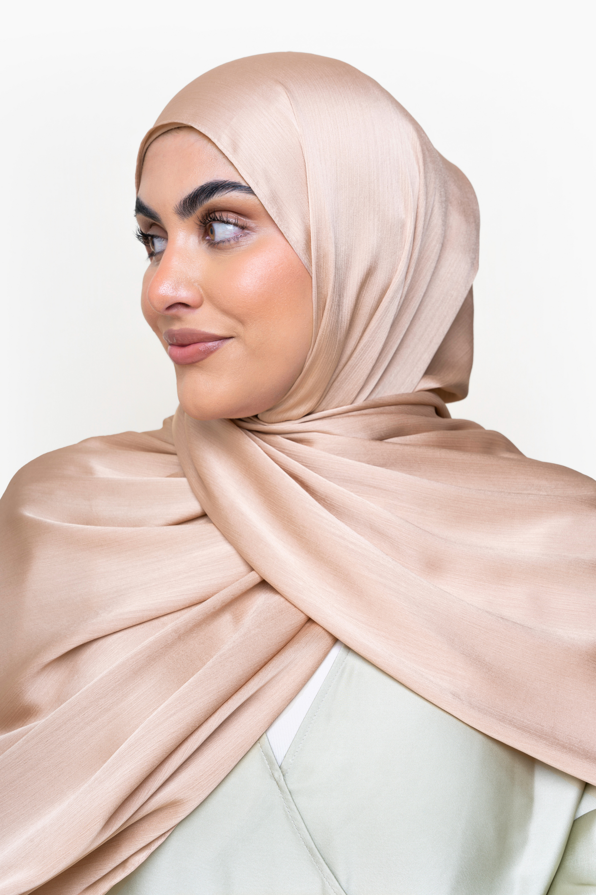 Textured Satin Hijab - Vanilla