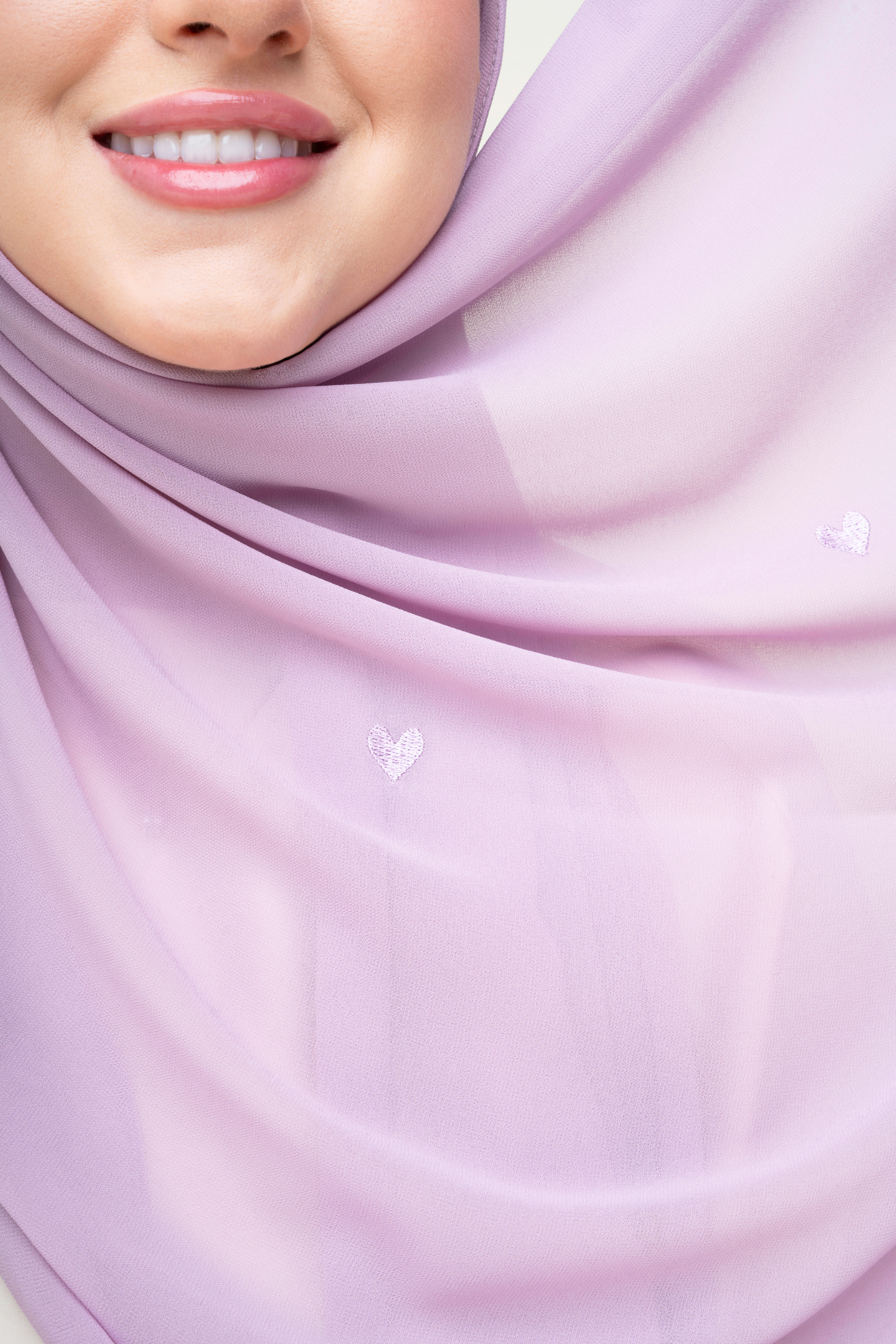 Embroidered Hijab - Purple Hearts