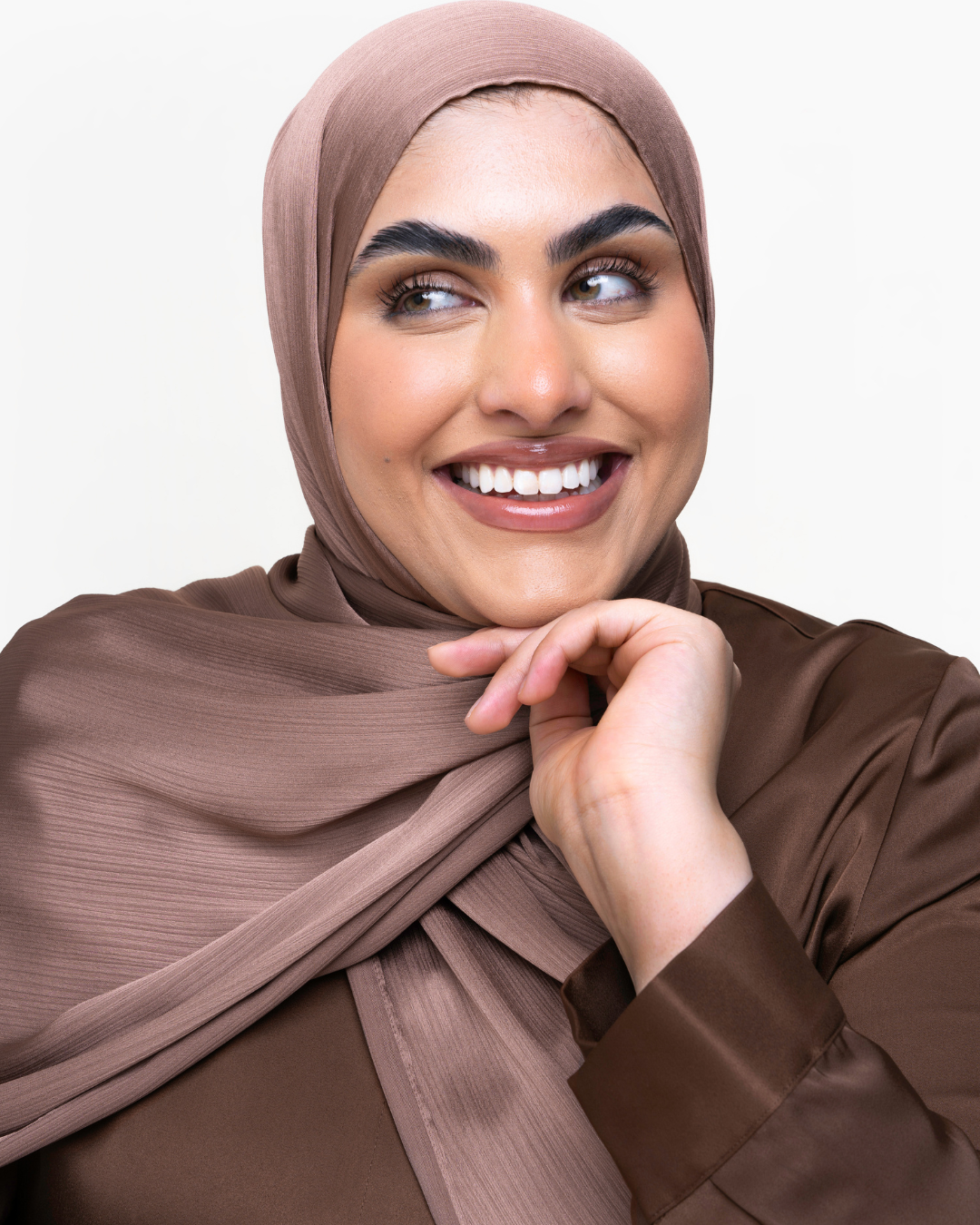 Textured Satin Hijab - Mocha