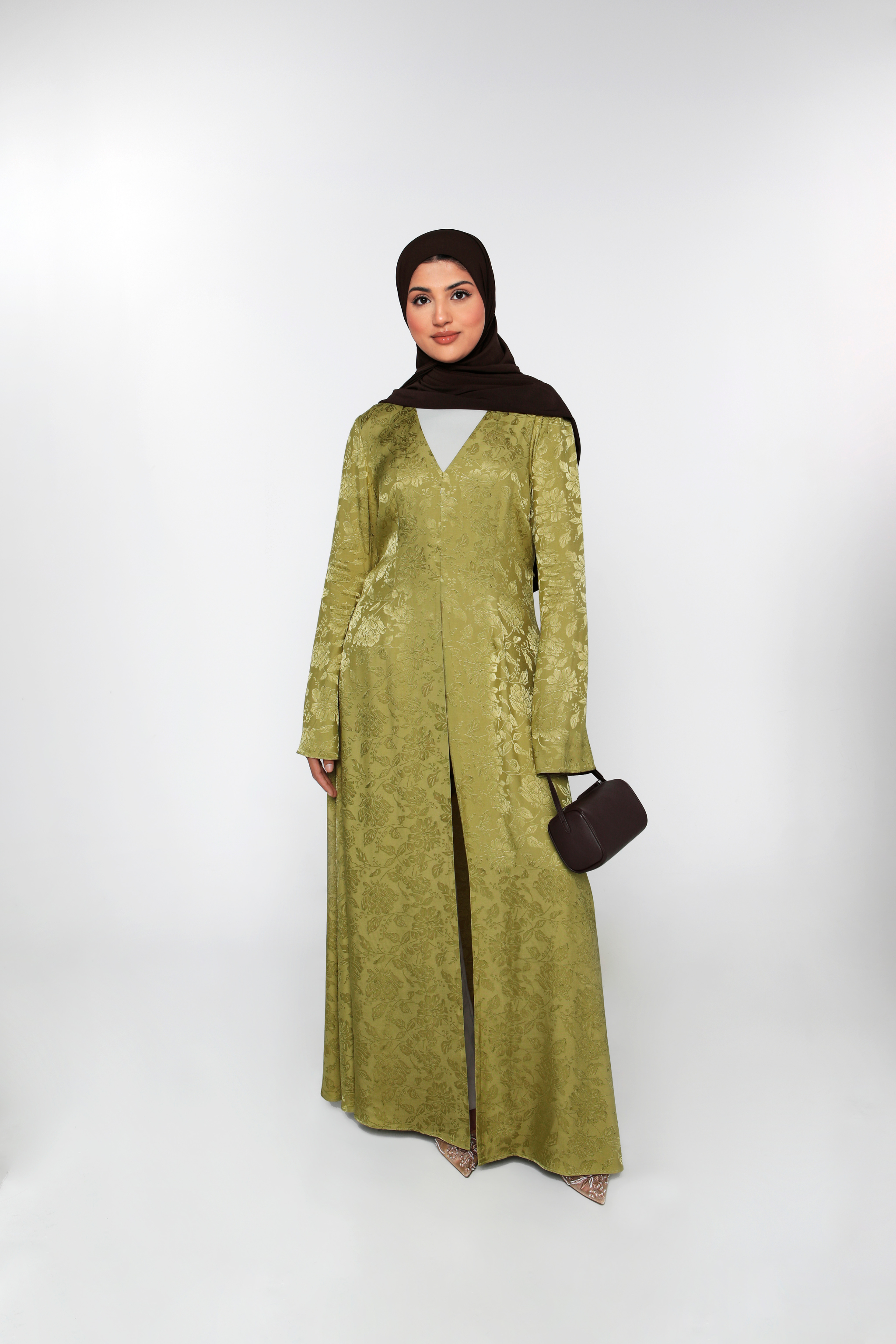 Zahra Open Abaya - Olive Bloom - Honey Hijabs,   - Luxury Haute Hijabs, Honey Hijabs - Honey Hijabs 