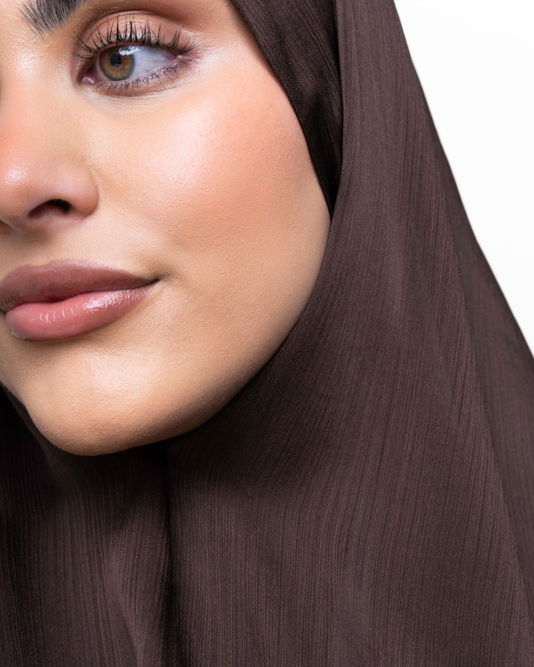 Textured Satin Hijab - Dark Chocolate