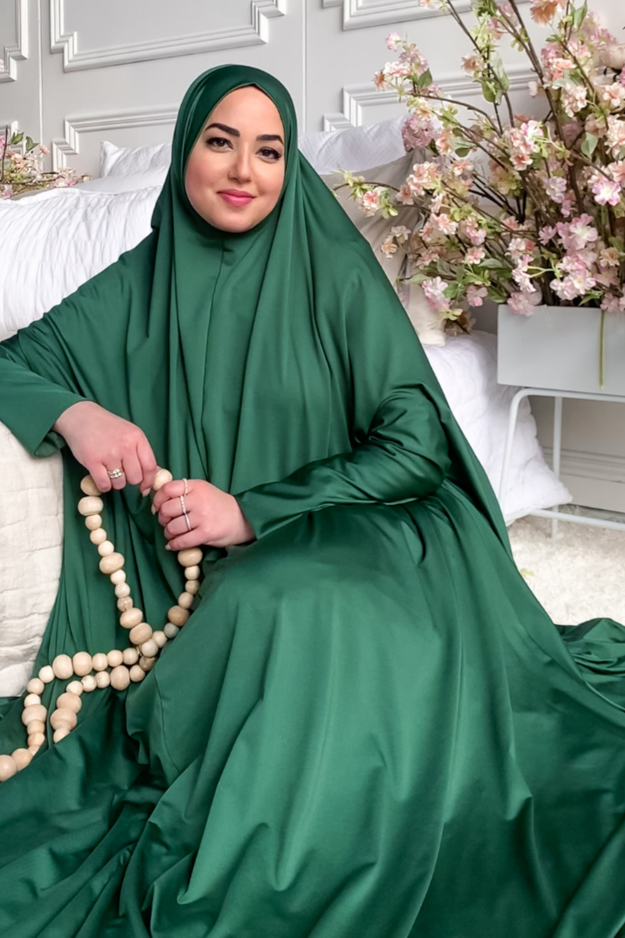 long emerald green prayer hijab