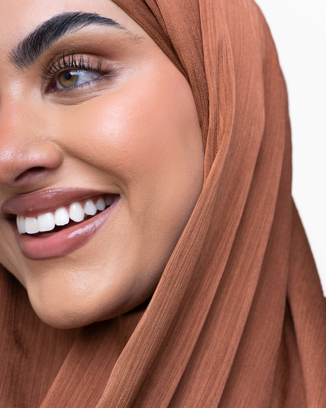 Textured Satin Hijab - Gorgeous Caramel