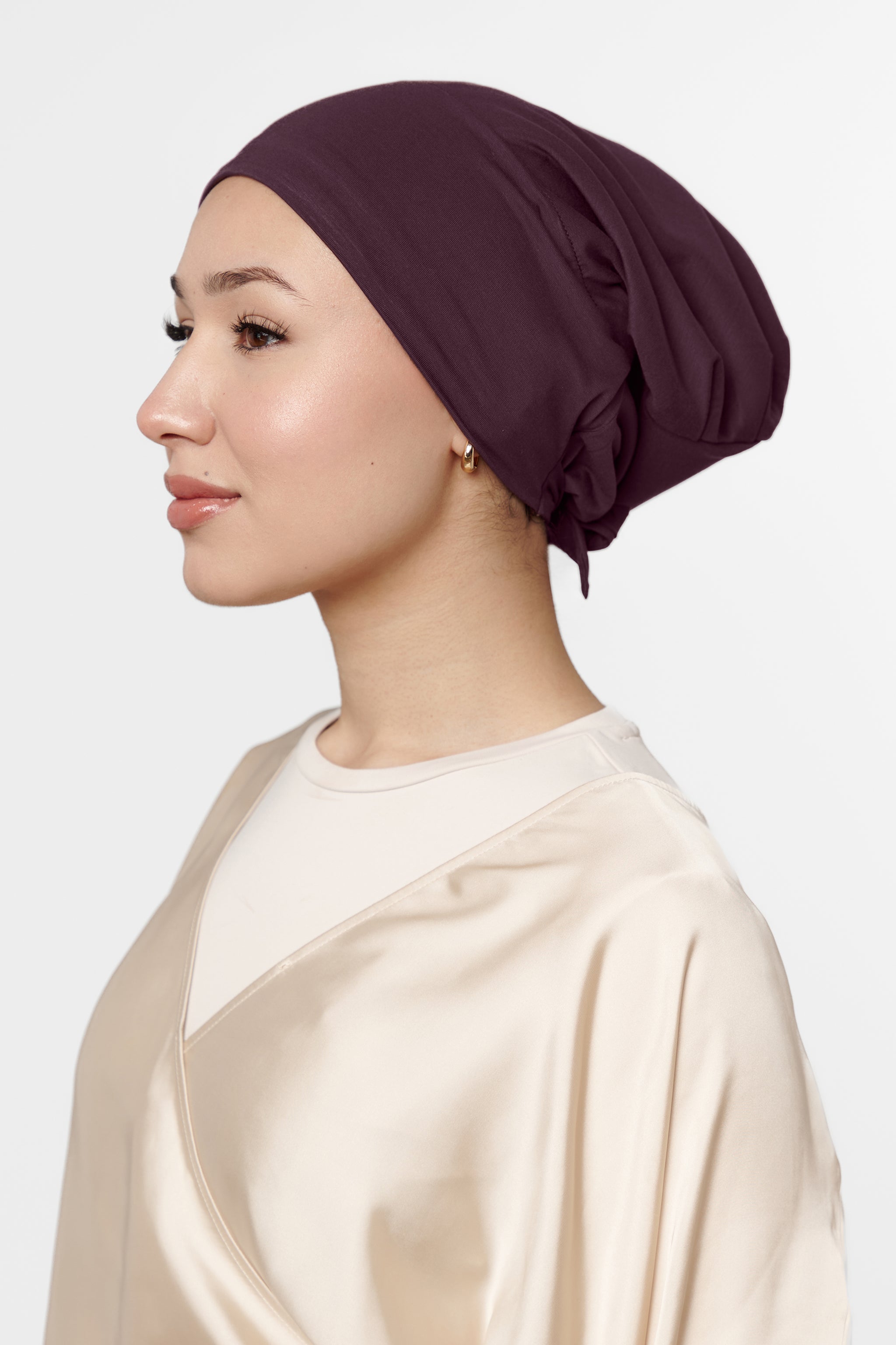 Silk-Lined Non-Slip Underscarf - Mulberry