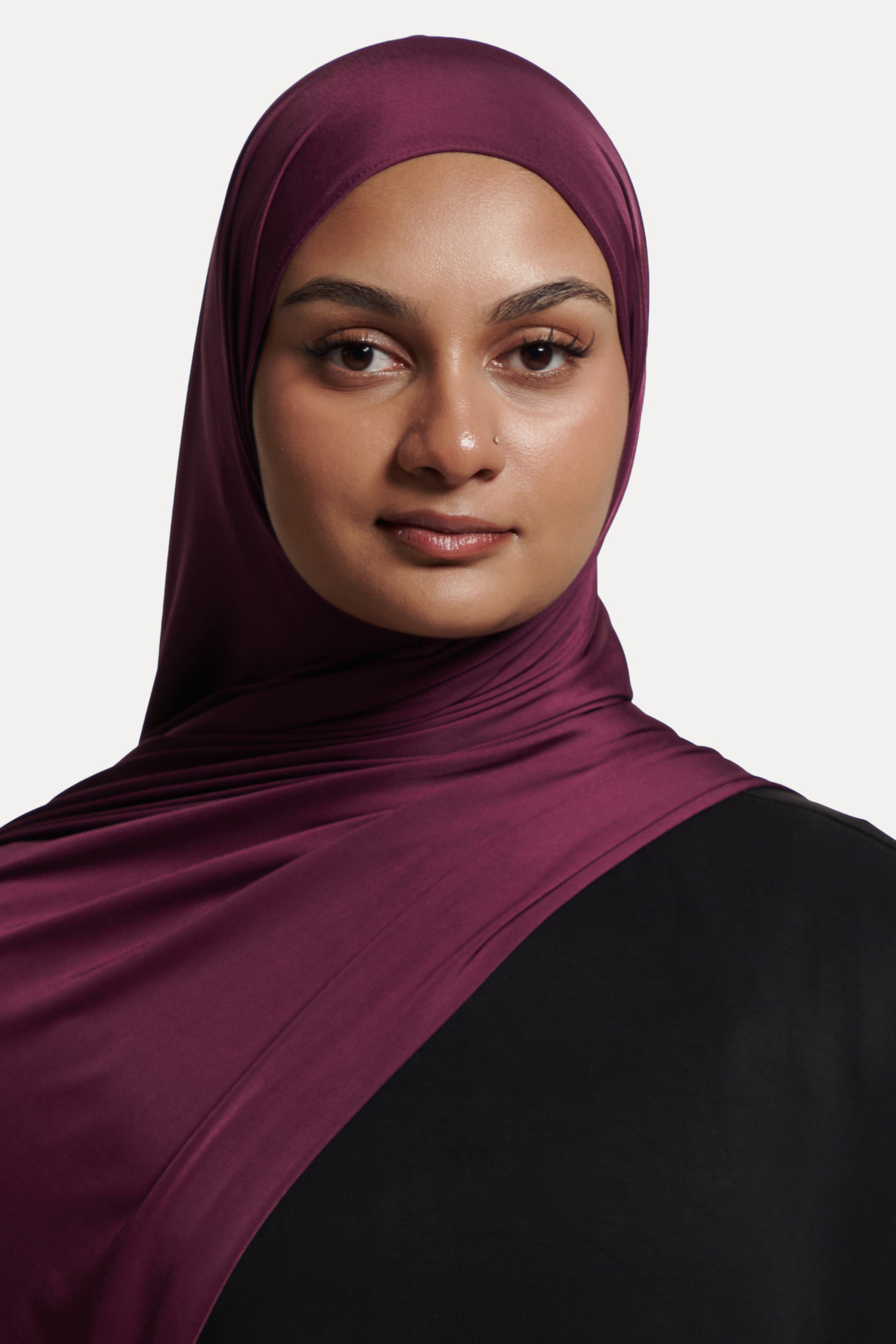 Glossy Jersey Hijab- Dark Plum