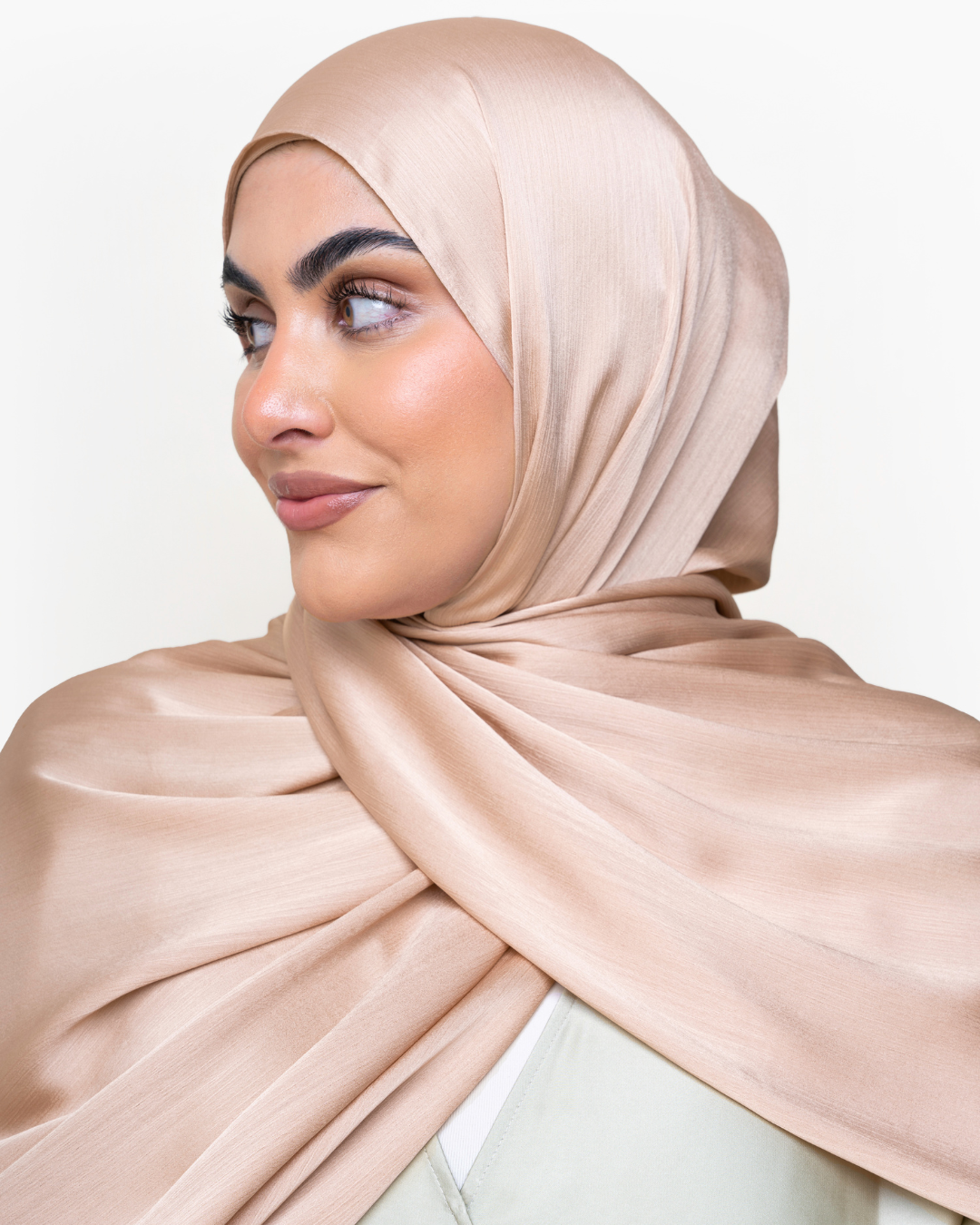 Textured Satin Hijab - Vanilla