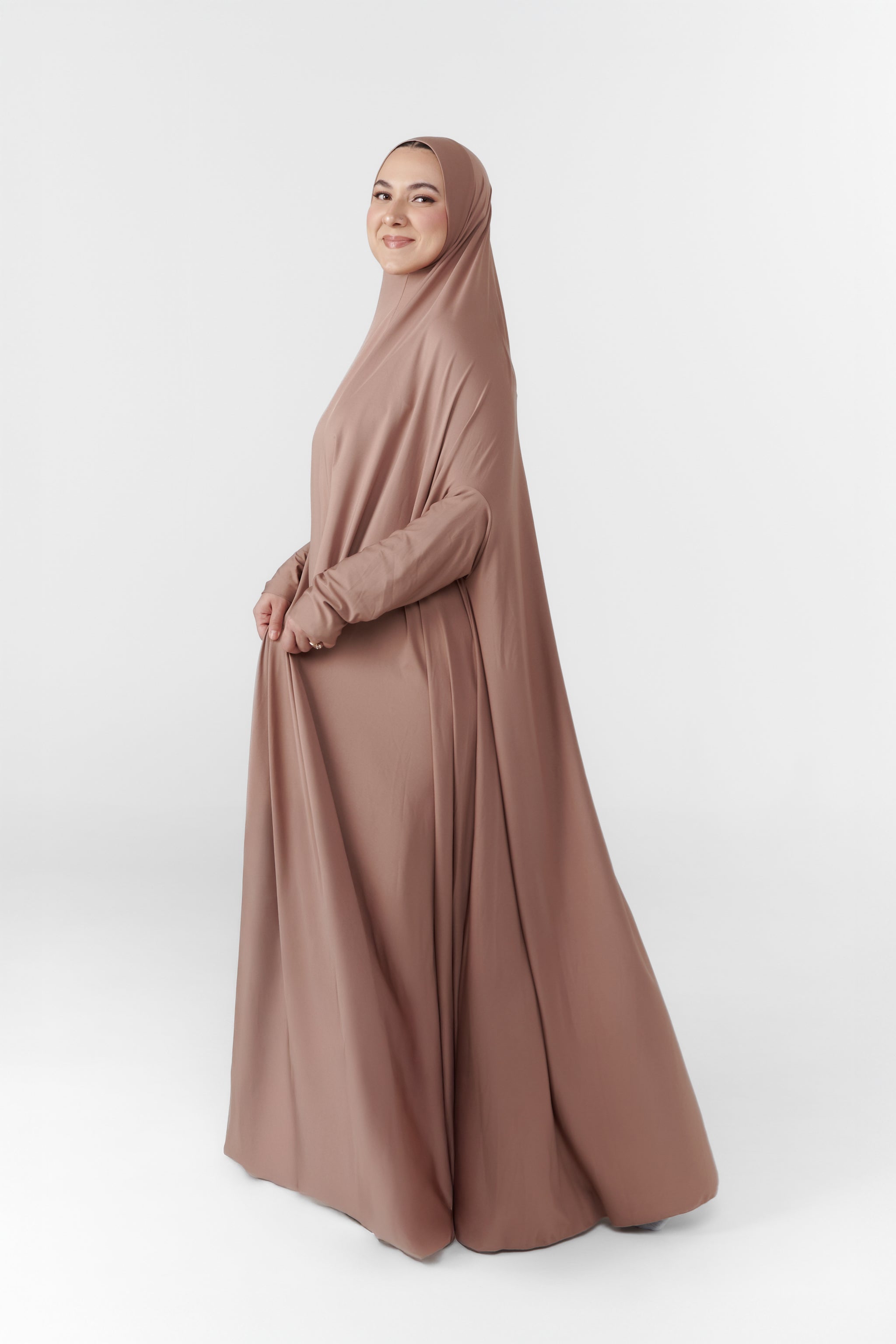 Full Coverage Prayer Hijab - Dusty Rose