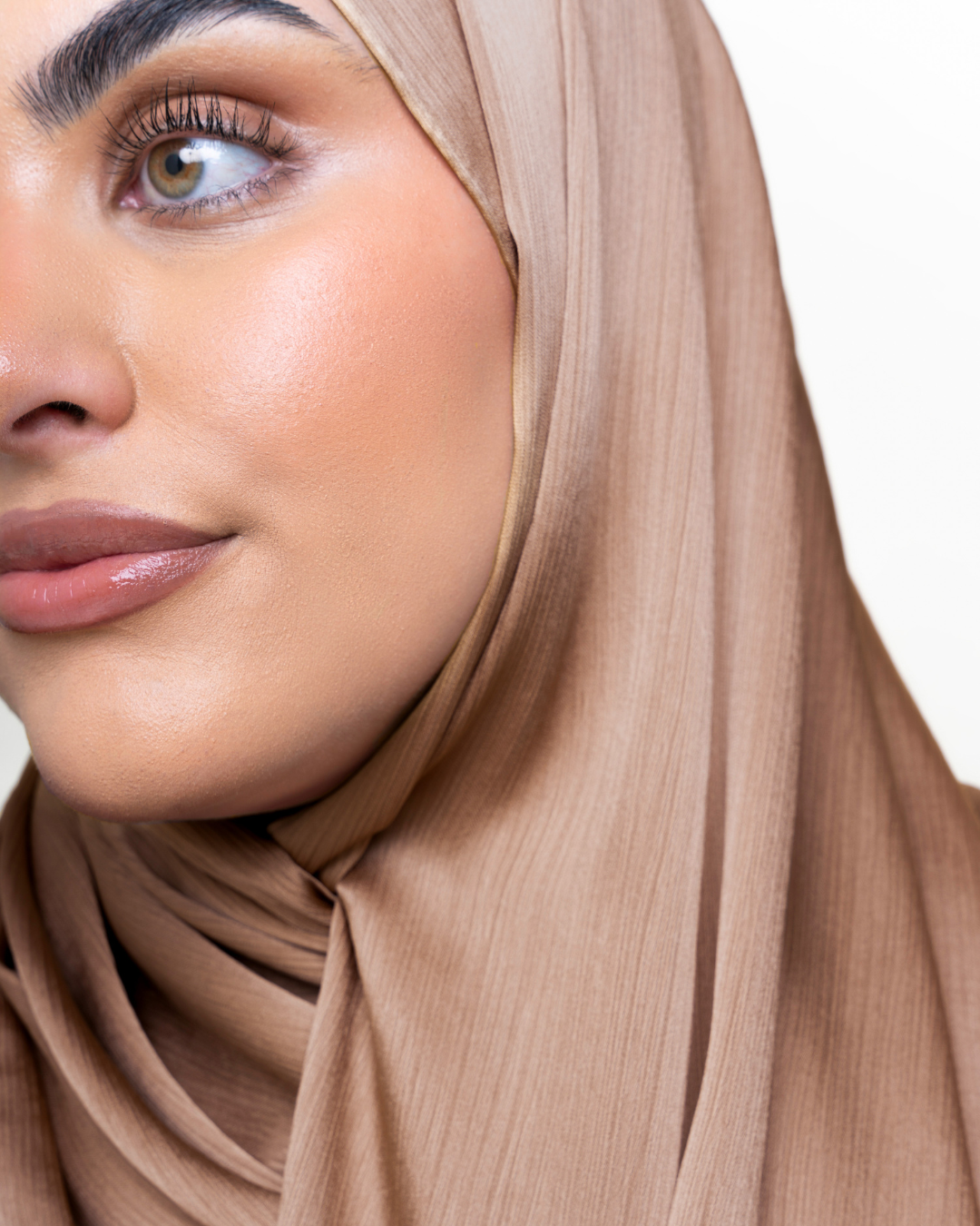 Textured Satin Hijab - Toffee