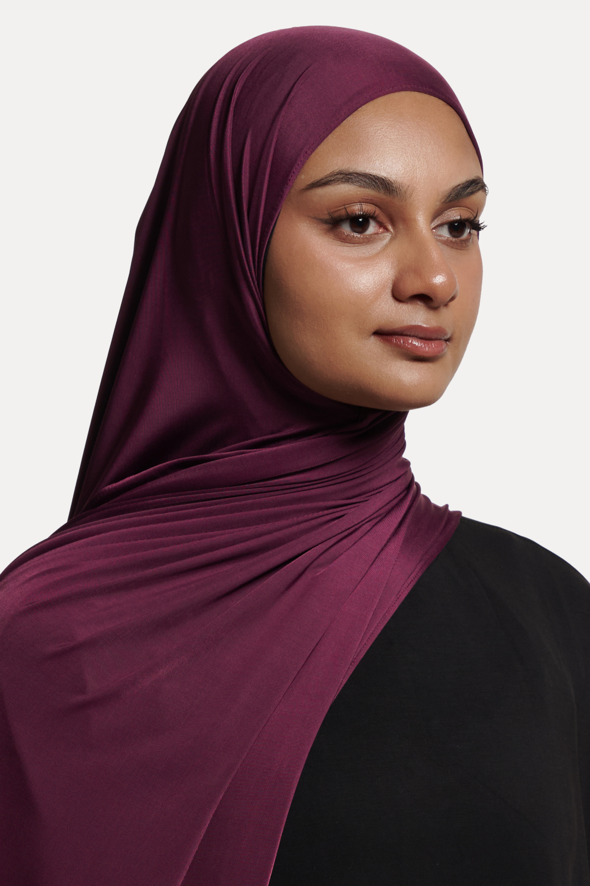 Glossy Jersey Hijab- Dark Plum