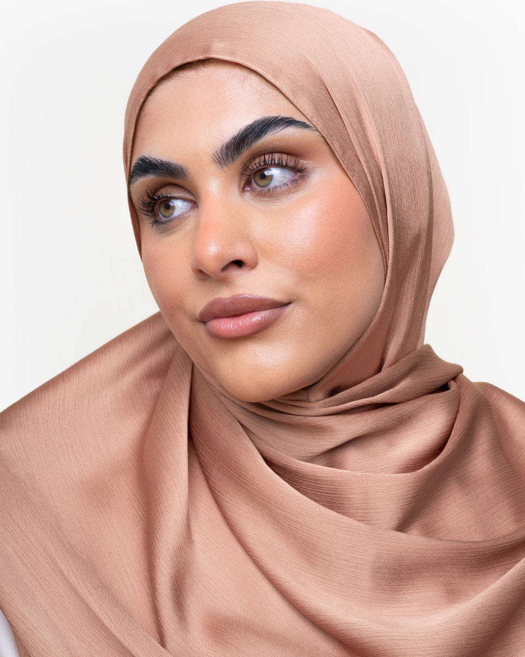 Textured Satin Hijab - Golden Peach