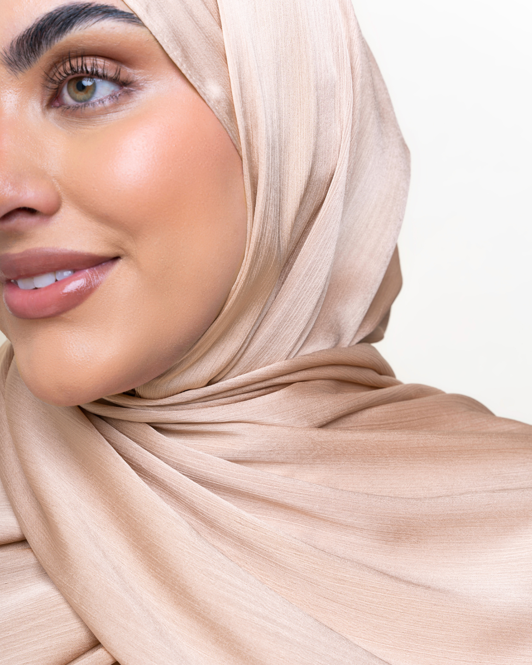 Textured Satin Hijab - Vanilla