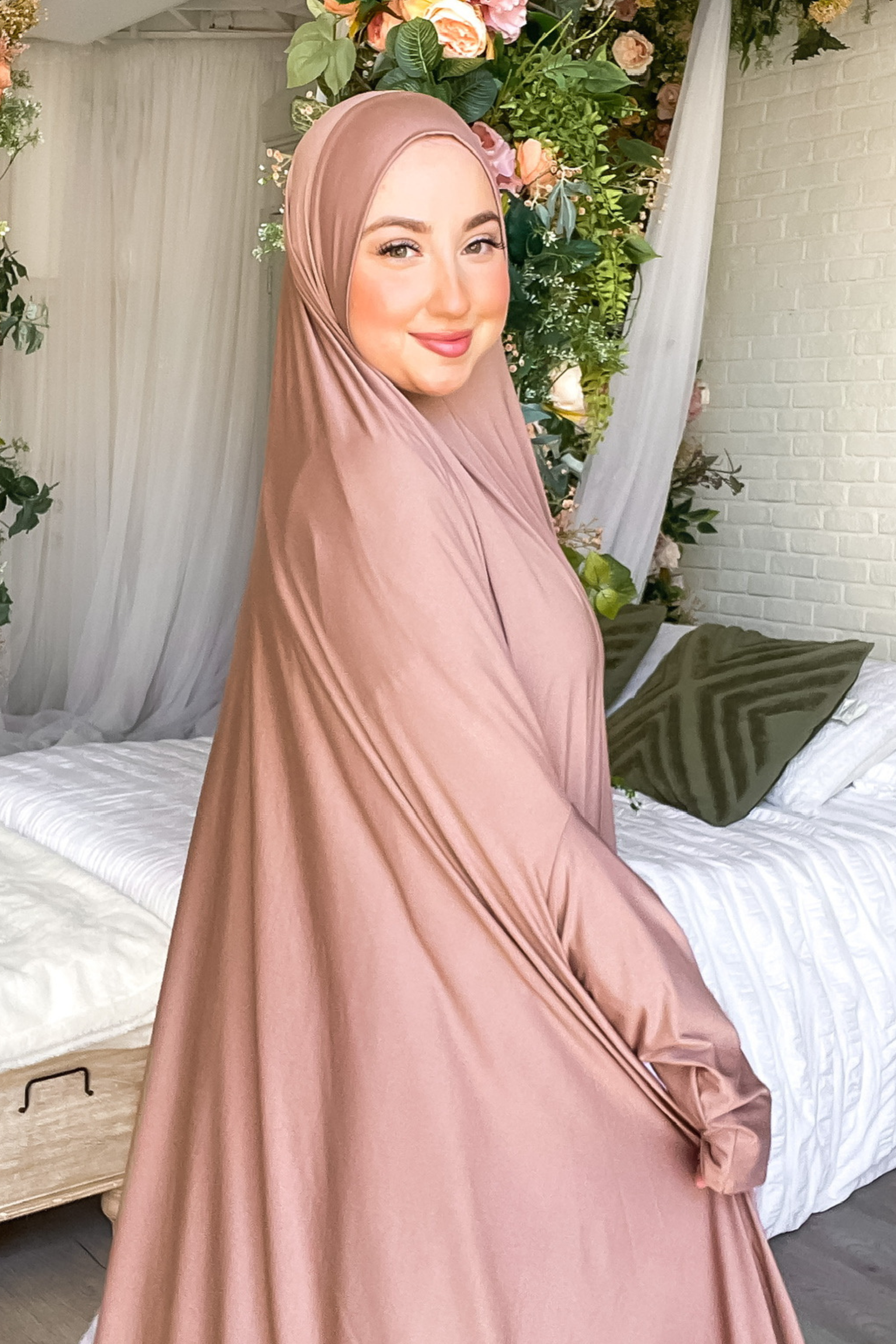 long dusty rose prayer hijab