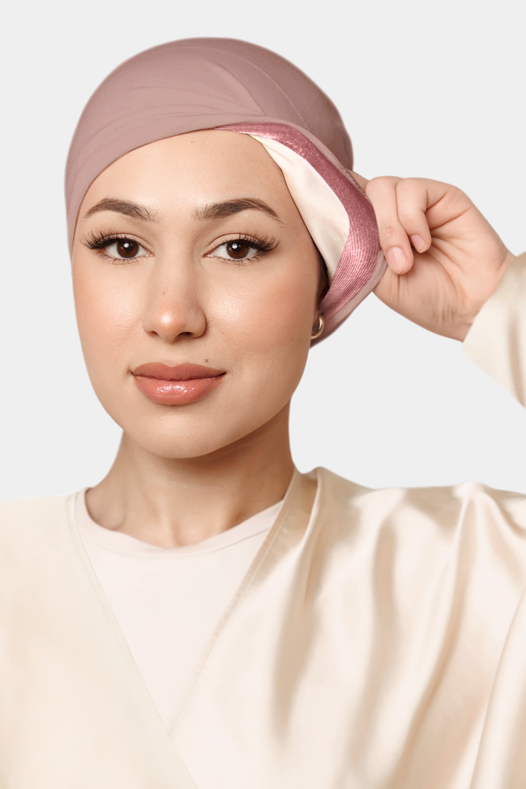 Silk-Lined Non-Slip Underscarf - Pink Haze