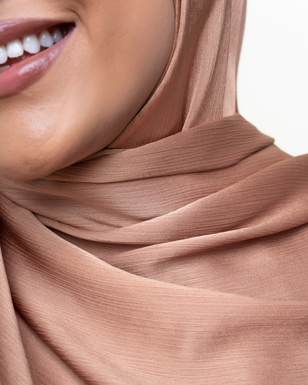 Textured Satin Hijab - Golden Peach