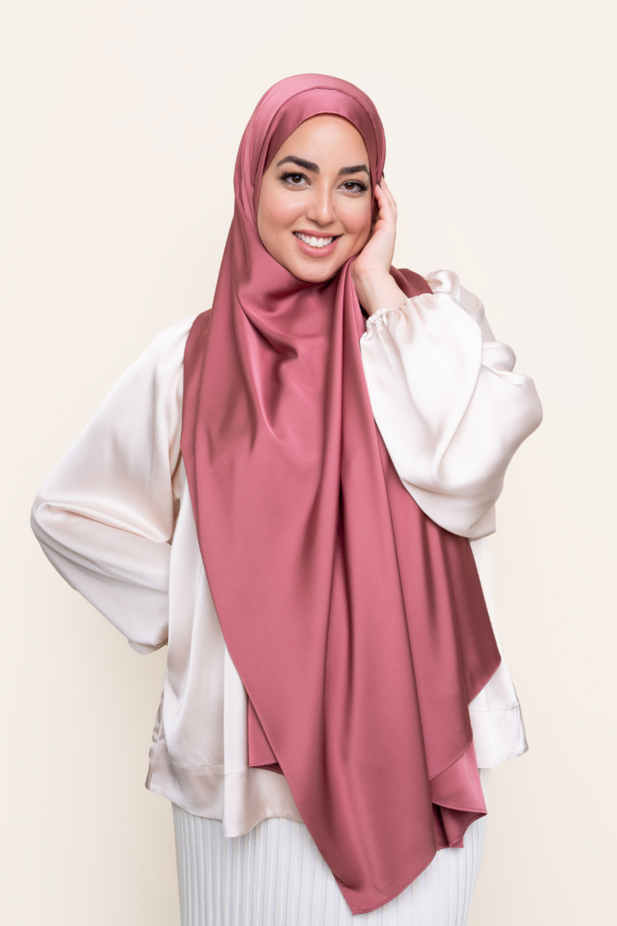 Matte Satin Hijab - Wild Rose