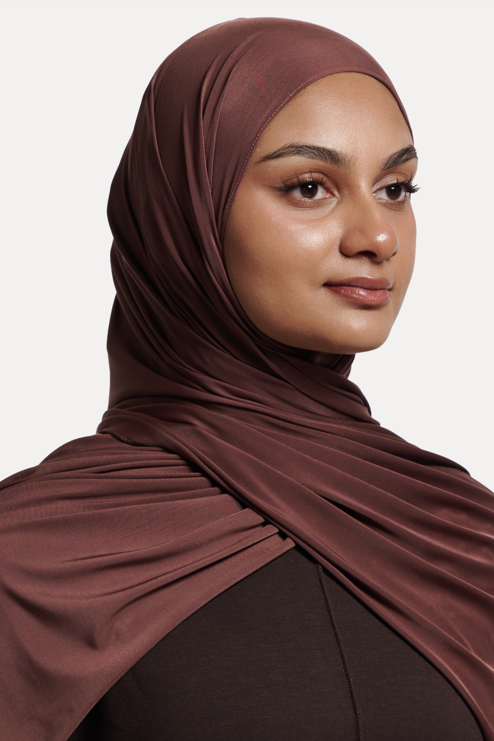 Glossy Jersey Hijab- Rose Cocoa