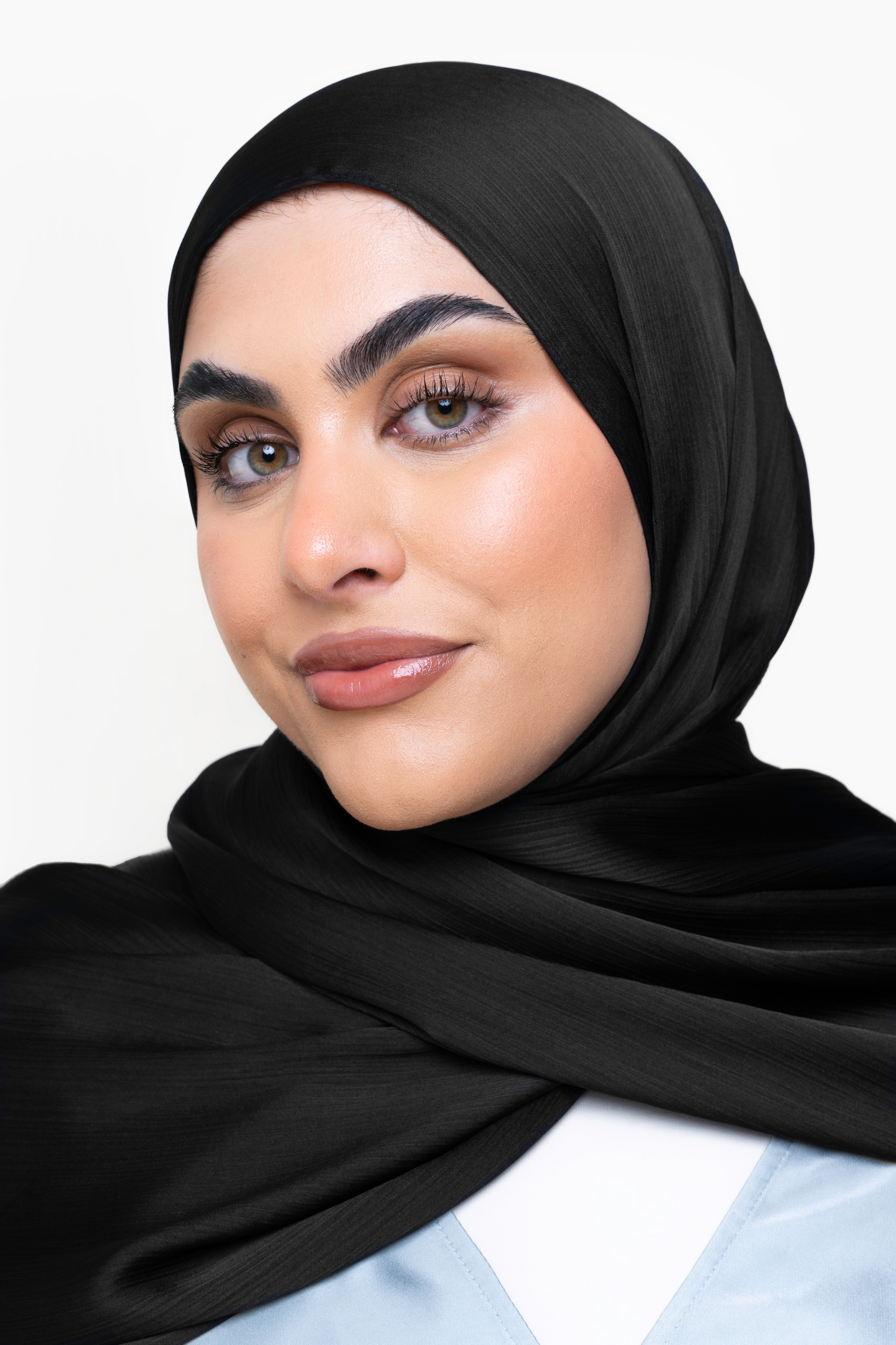 Textured Satin Hijab - Ebony