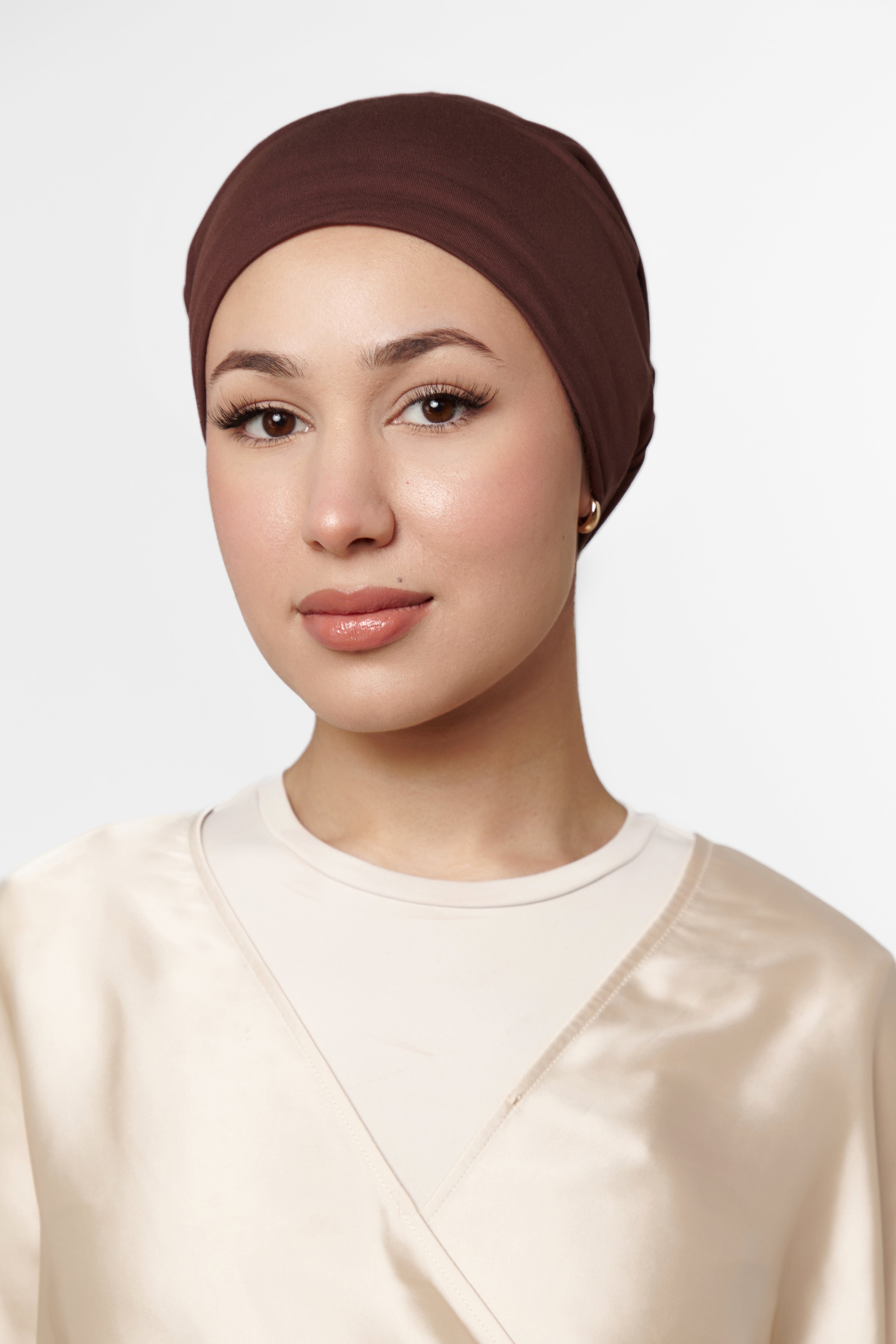 Silk Lined Underscarf - Qahwa Brown