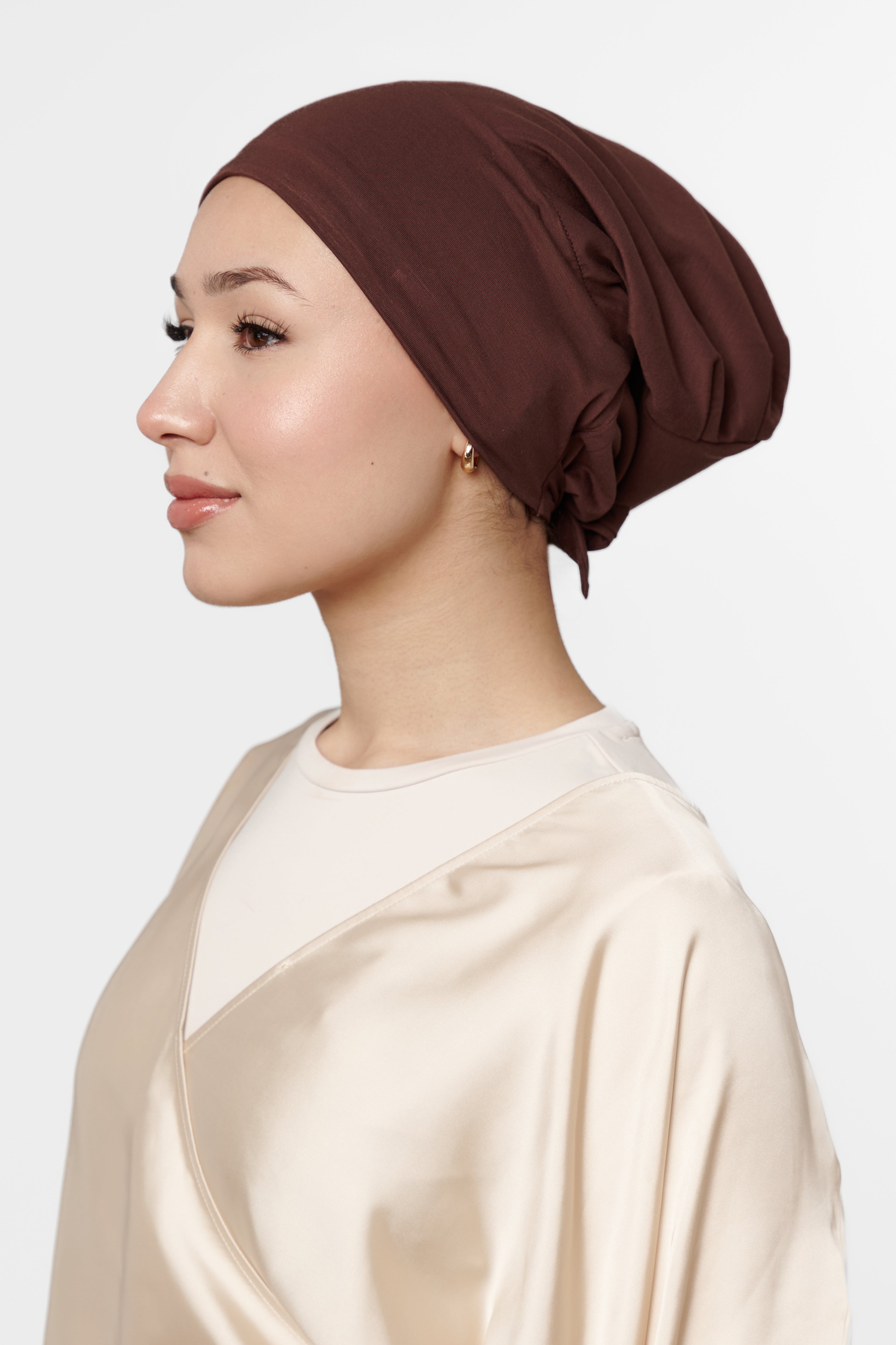 Silk Lined Underscarf - Qahwa Brown