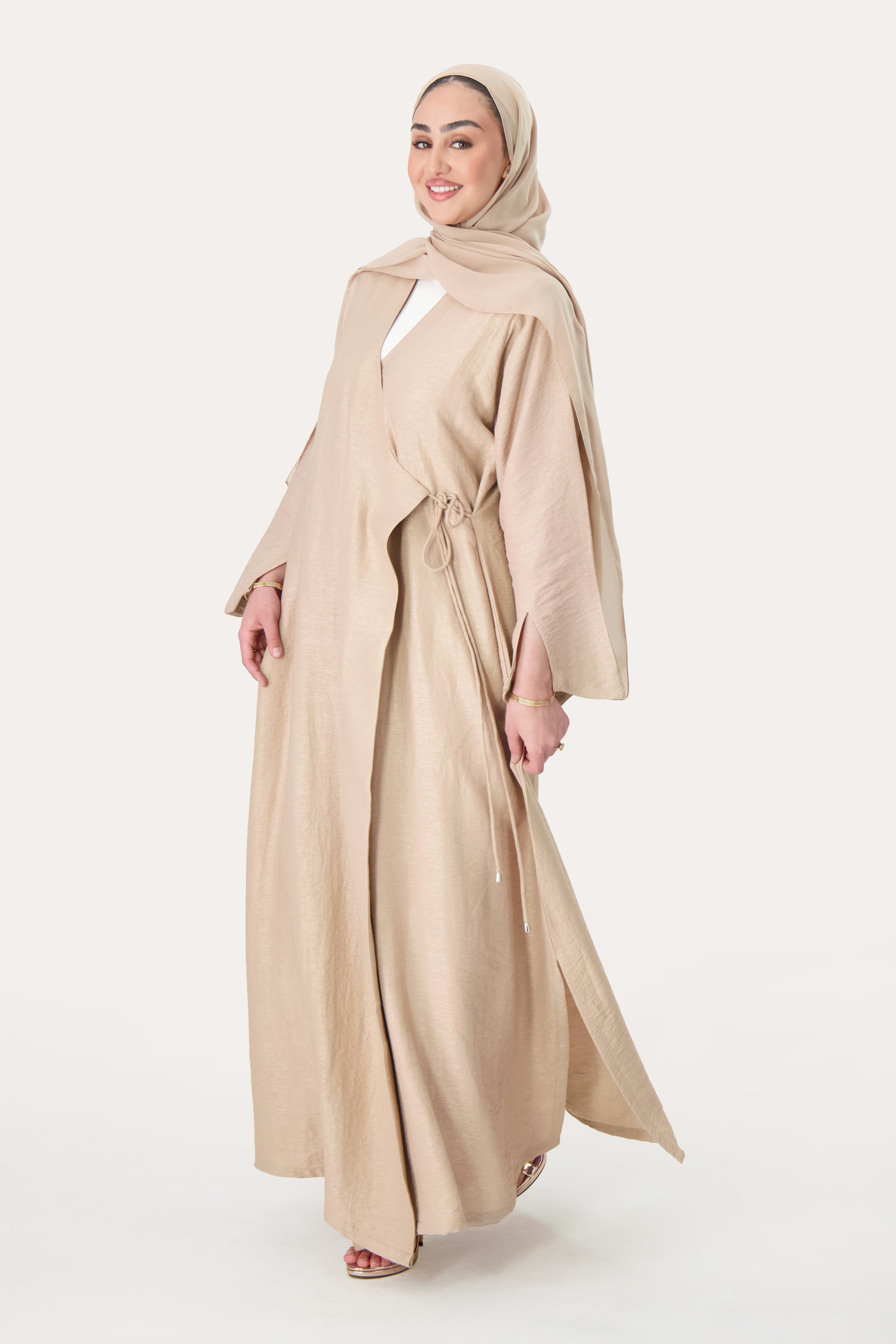 Amira Wrap Abaya & Hijab Set - Sand Dune