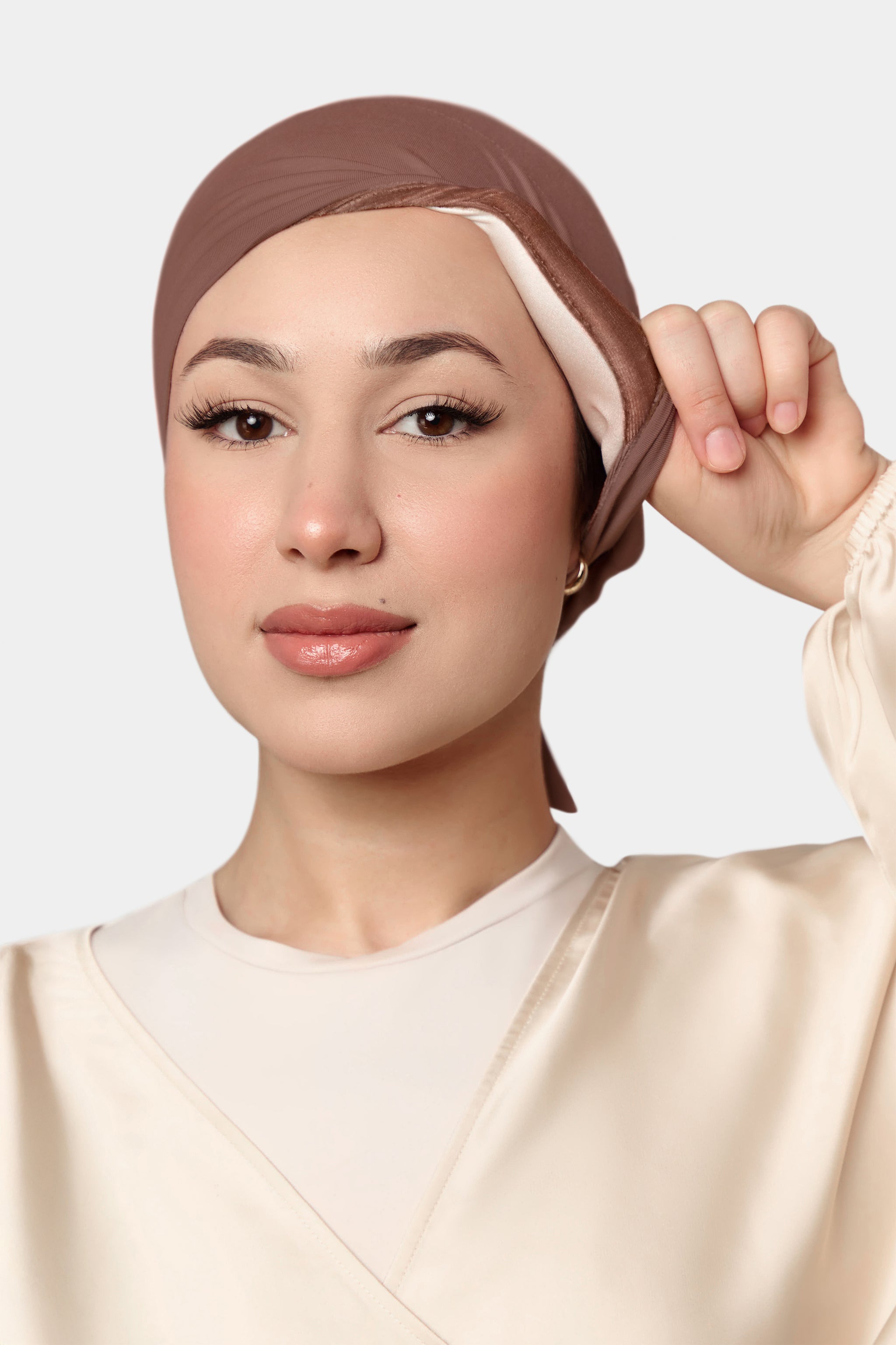 Silk-Lined Non-Slip Underscarf - Bronze Glow