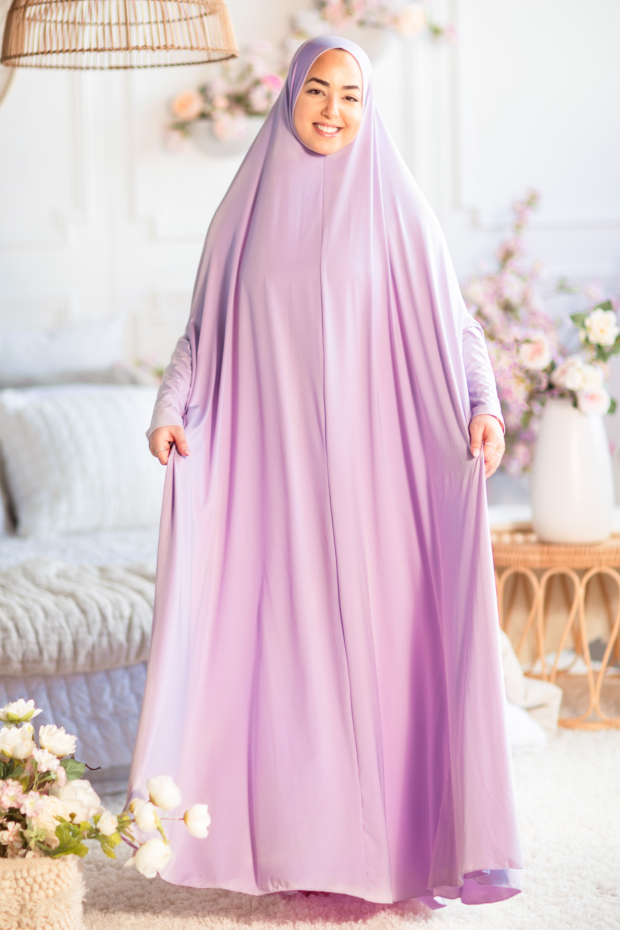 long prayer hijab lilac