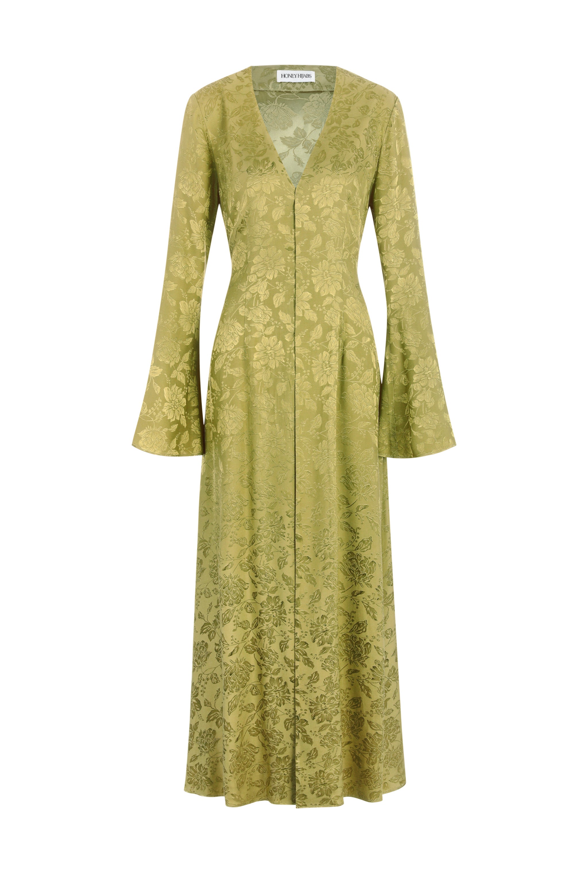 Zahra Open Abaya - Olive Bloom - Honey Hijabs,   - Luxury Haute Hijabs, Honey Hijabs - Honey Hijabs 