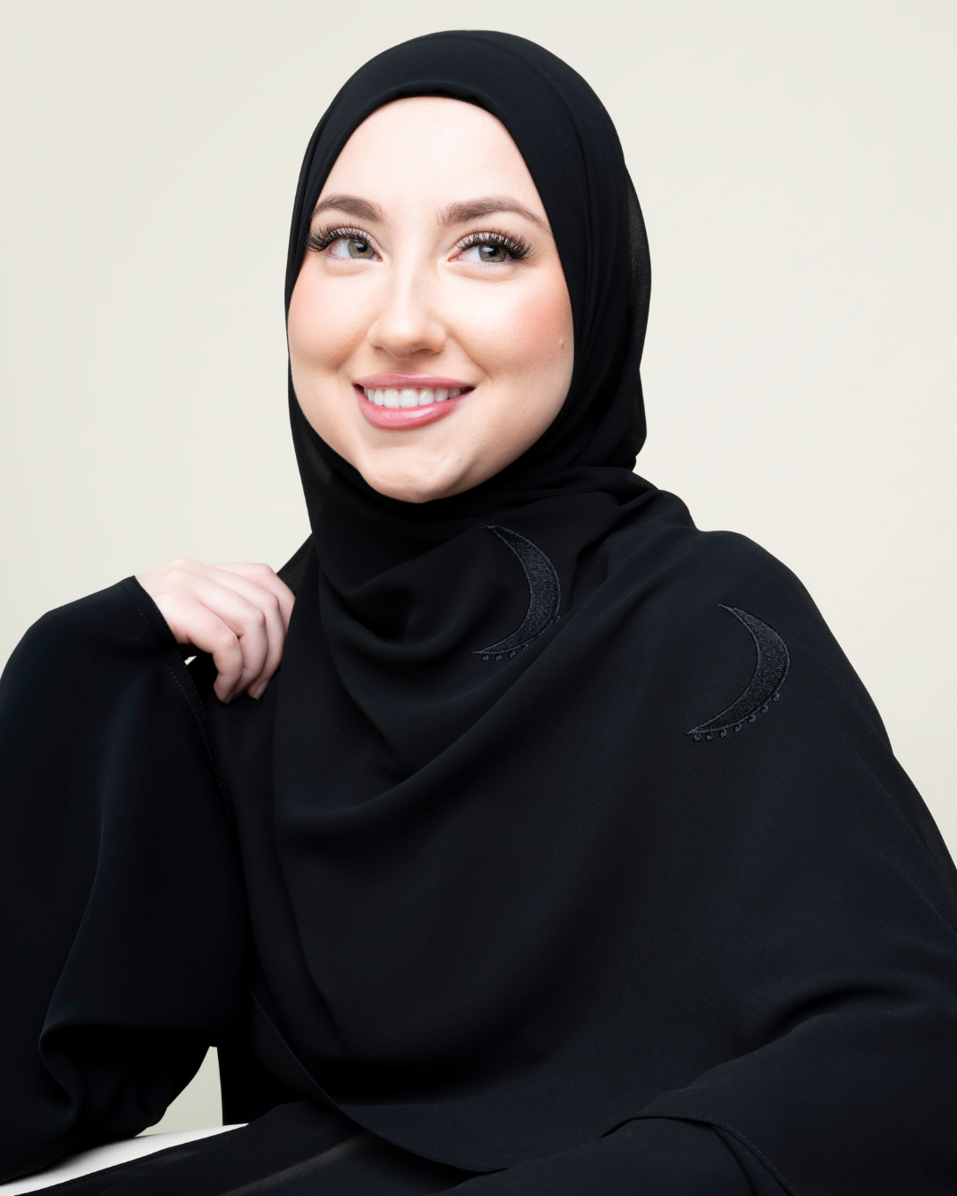 Embroidered Hijab - Black Moonlight