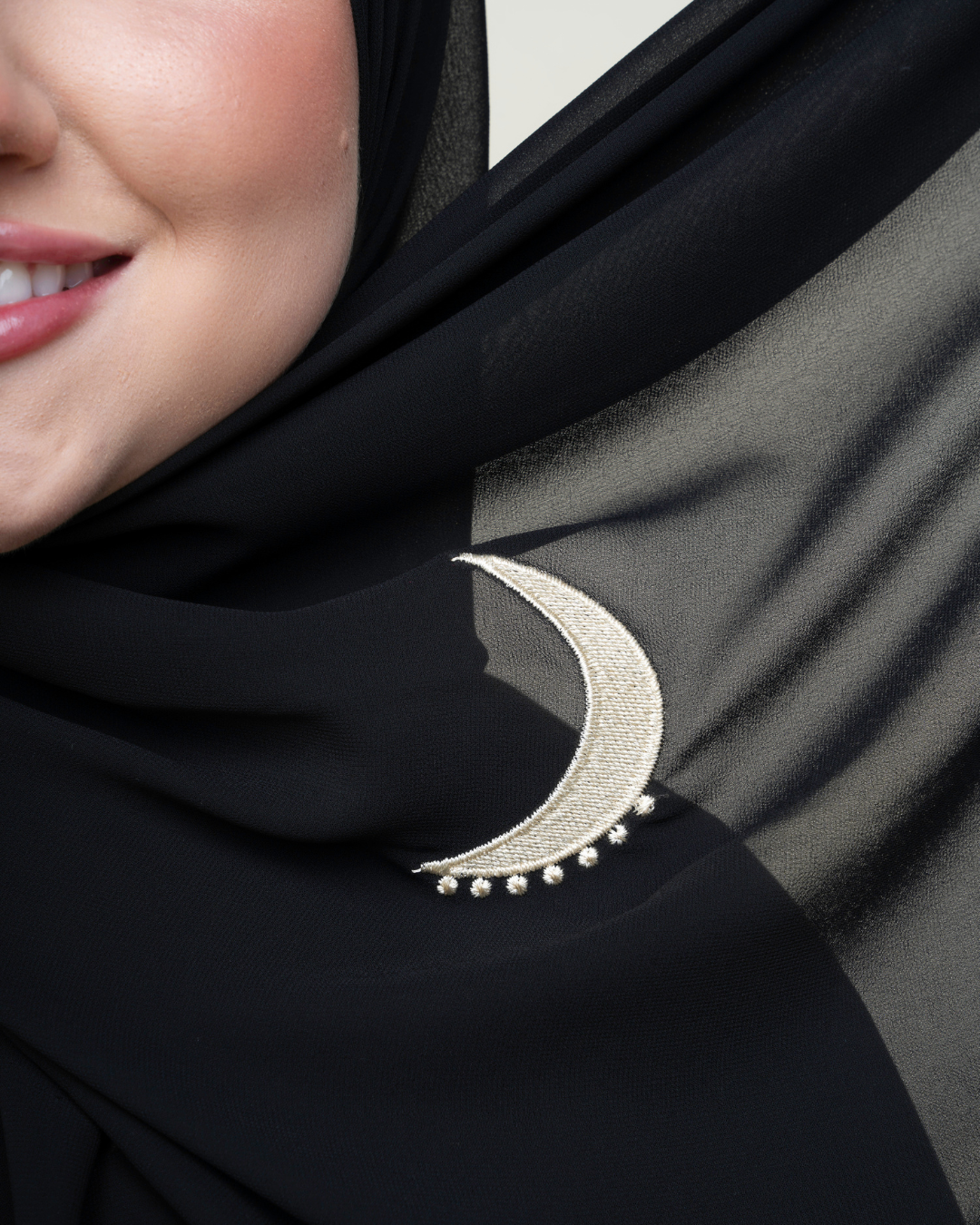 Embroidered Hijab - Cream Moonlight