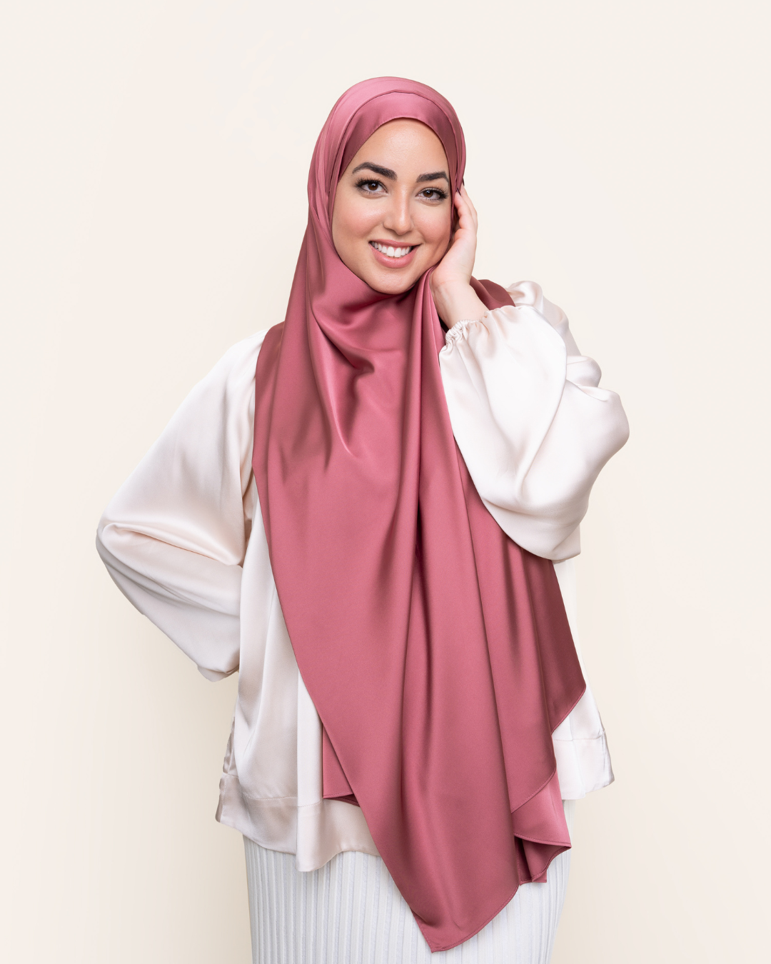 Matte Satin Hijab - Wild Rose