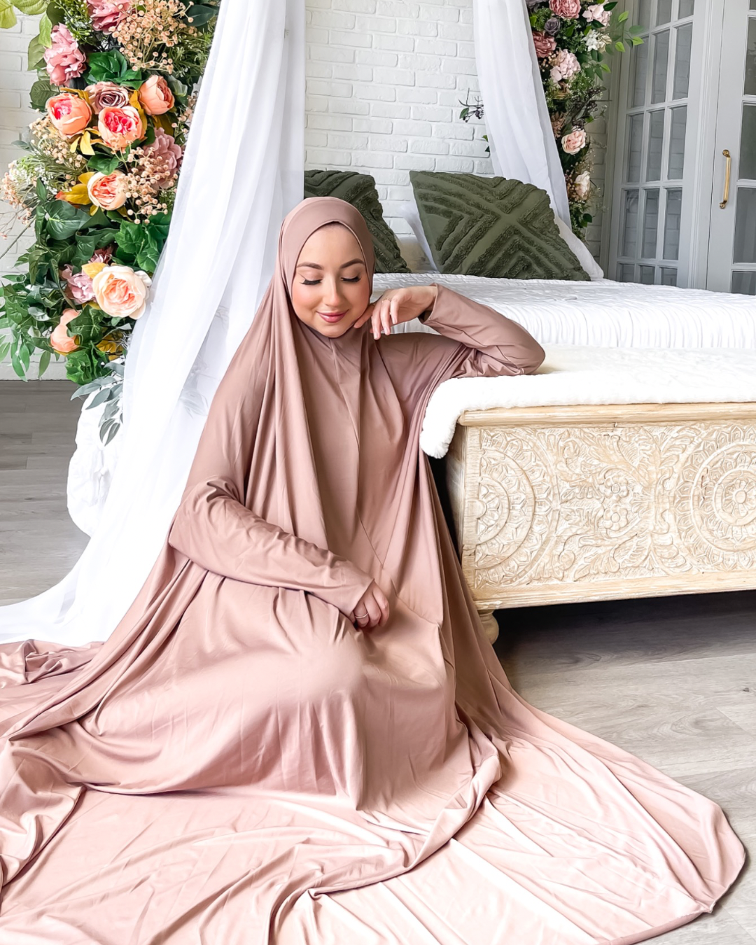 Full Coverage Prayer Hijab - Dusty Rose